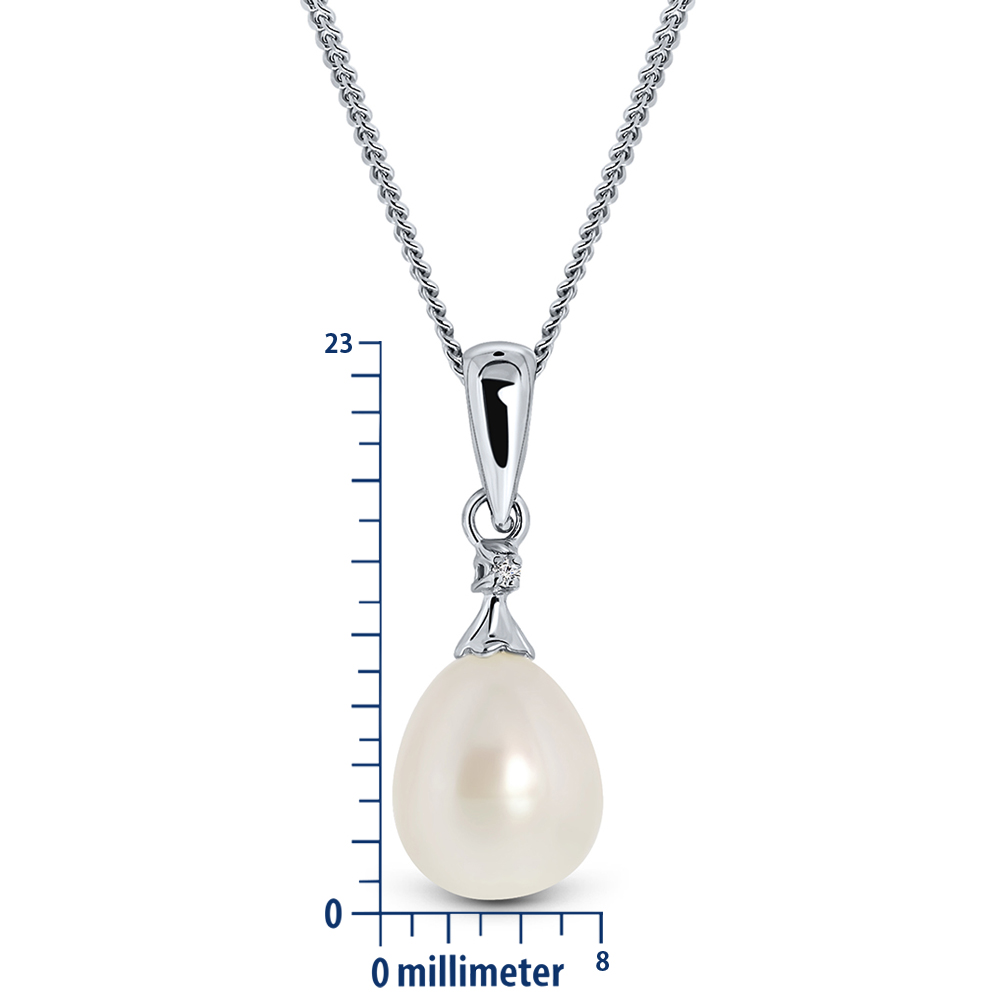 Miore Necklace Collana Oro Bianco Perla Coltivata 9KT