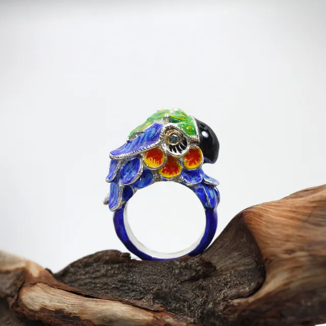 Anna Gioielli Jolly Jewels Anello pappagallo argento oro diamanti blu