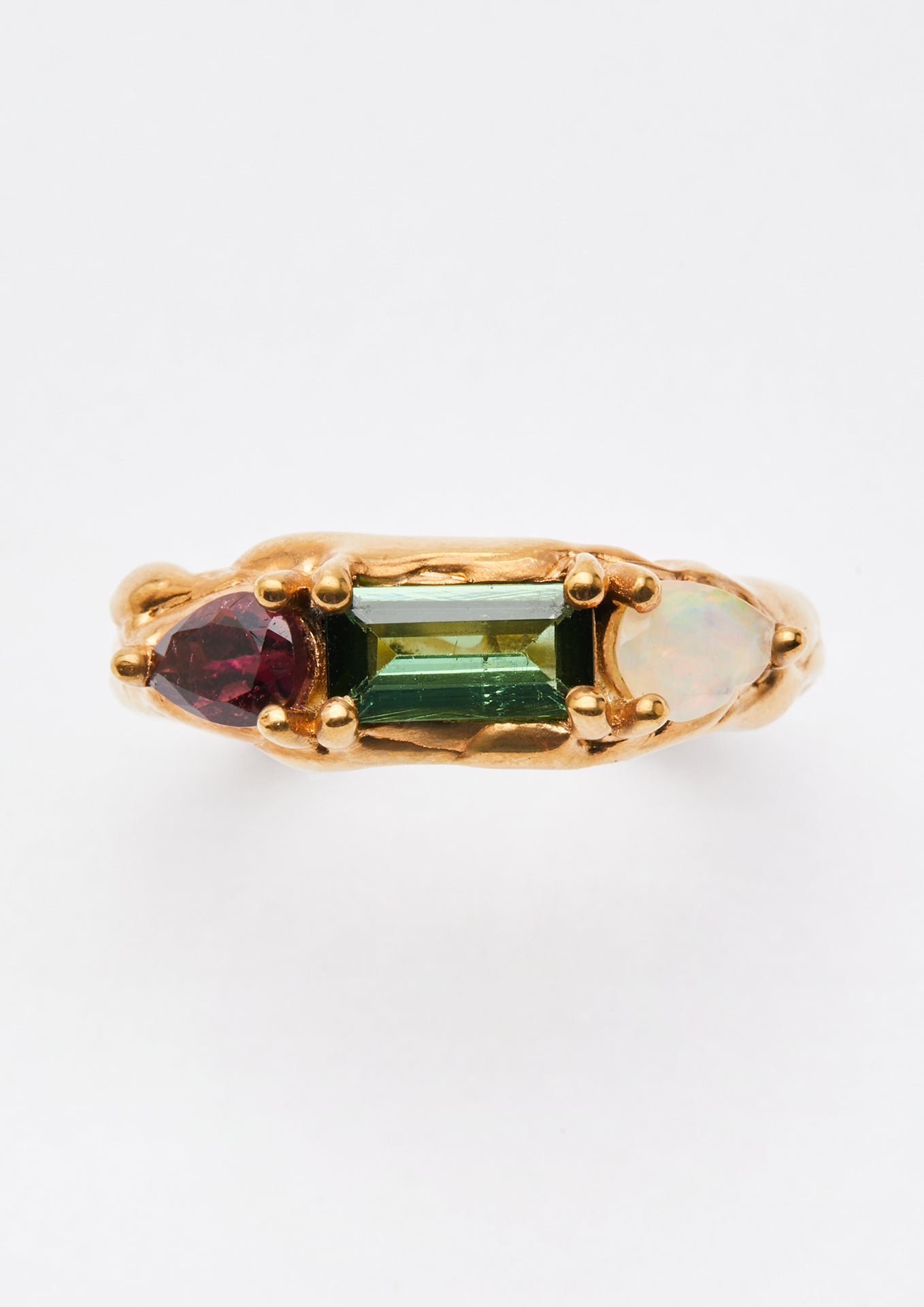 Voodoo Jewels Damballa anello tormalina e opale dorato