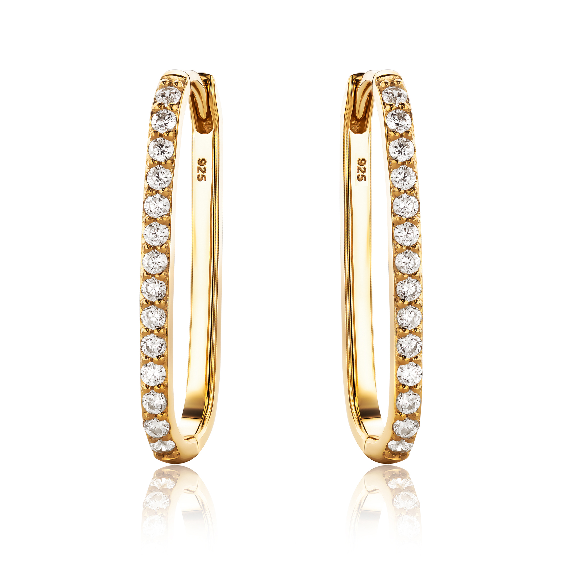 Miore Earrings Orecchini Argento 925 Placcato Oro con Zirconia