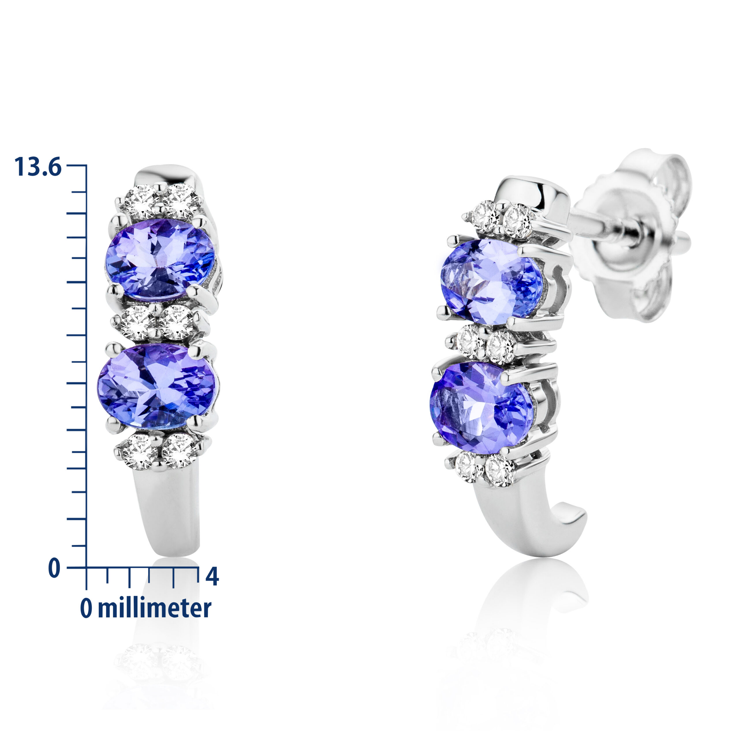 Miore Orecchini Oro Bianco 9Kt Tanzanite