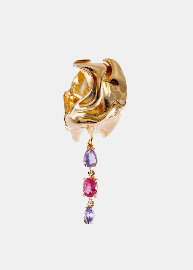 Voodoo Jewels Bold Shapes Pink Sayula earcuff oro pietre naturali