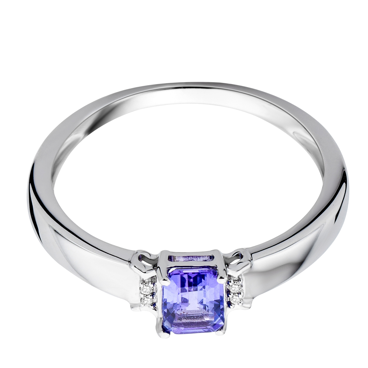 Miore Anello Oro Bianco 9Kt Tanzanite Viola