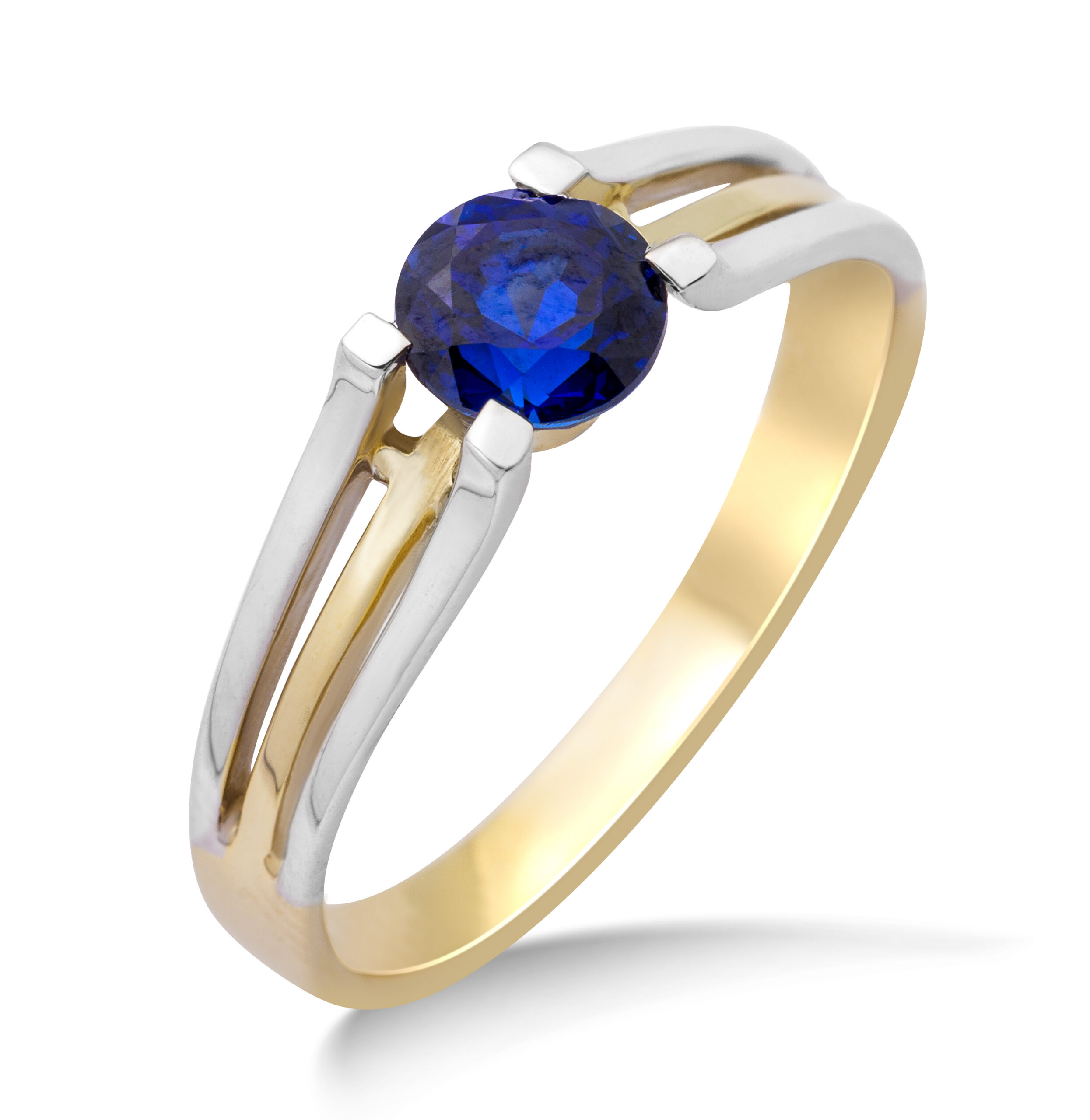 Miore Anello Oro Bicolore 9Kt Zaffiro Creato
