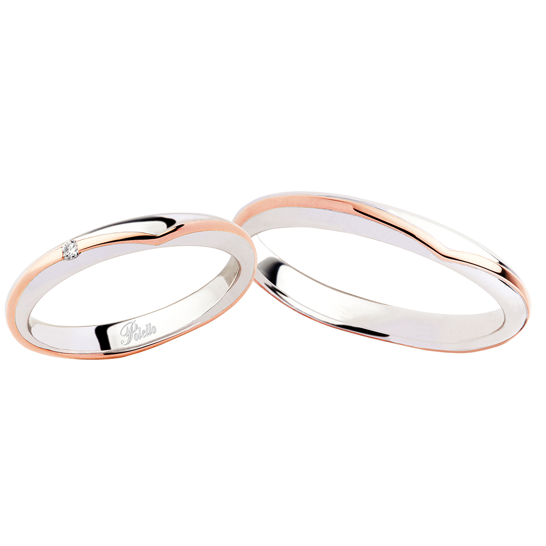 Polello Cuori Fedi Rosa anello in oro rosa