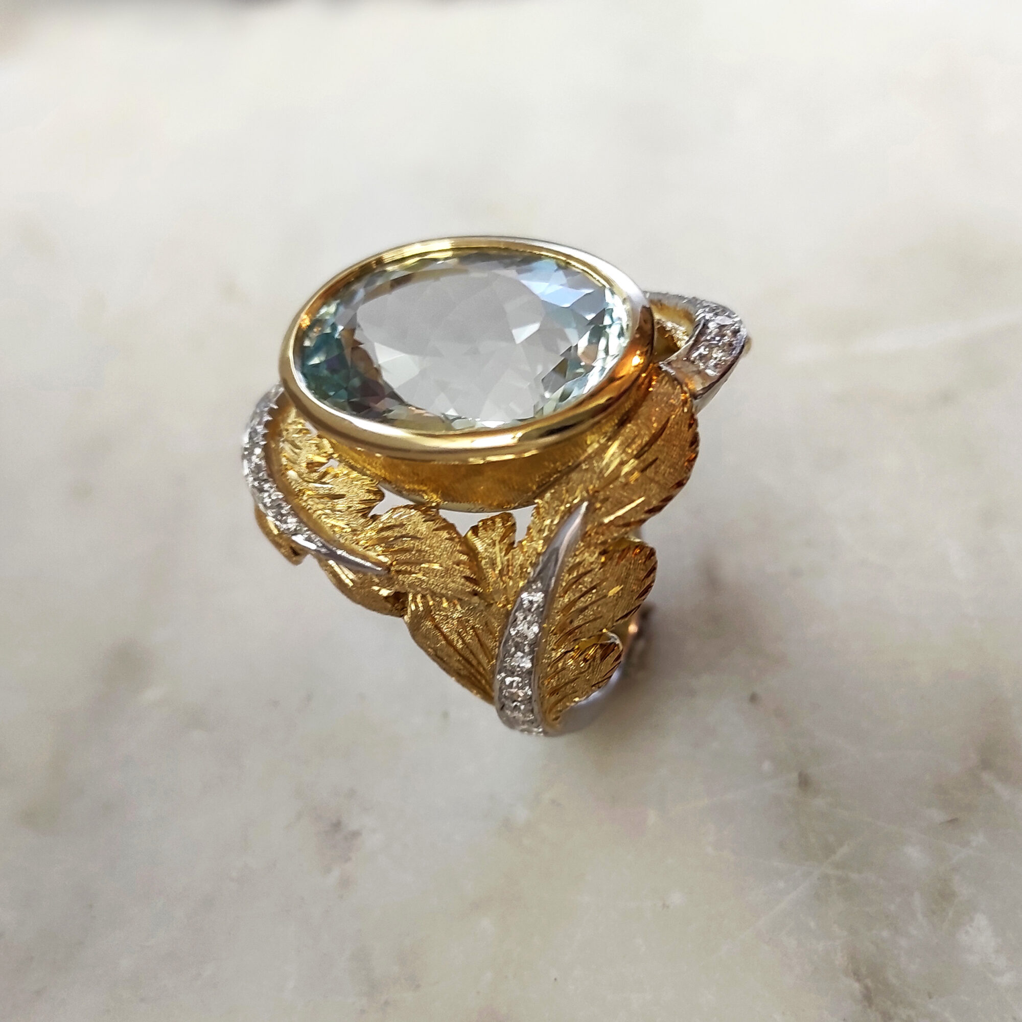 Anna Gioielli Stile Orafo Fiorentino anello oro acquamarina