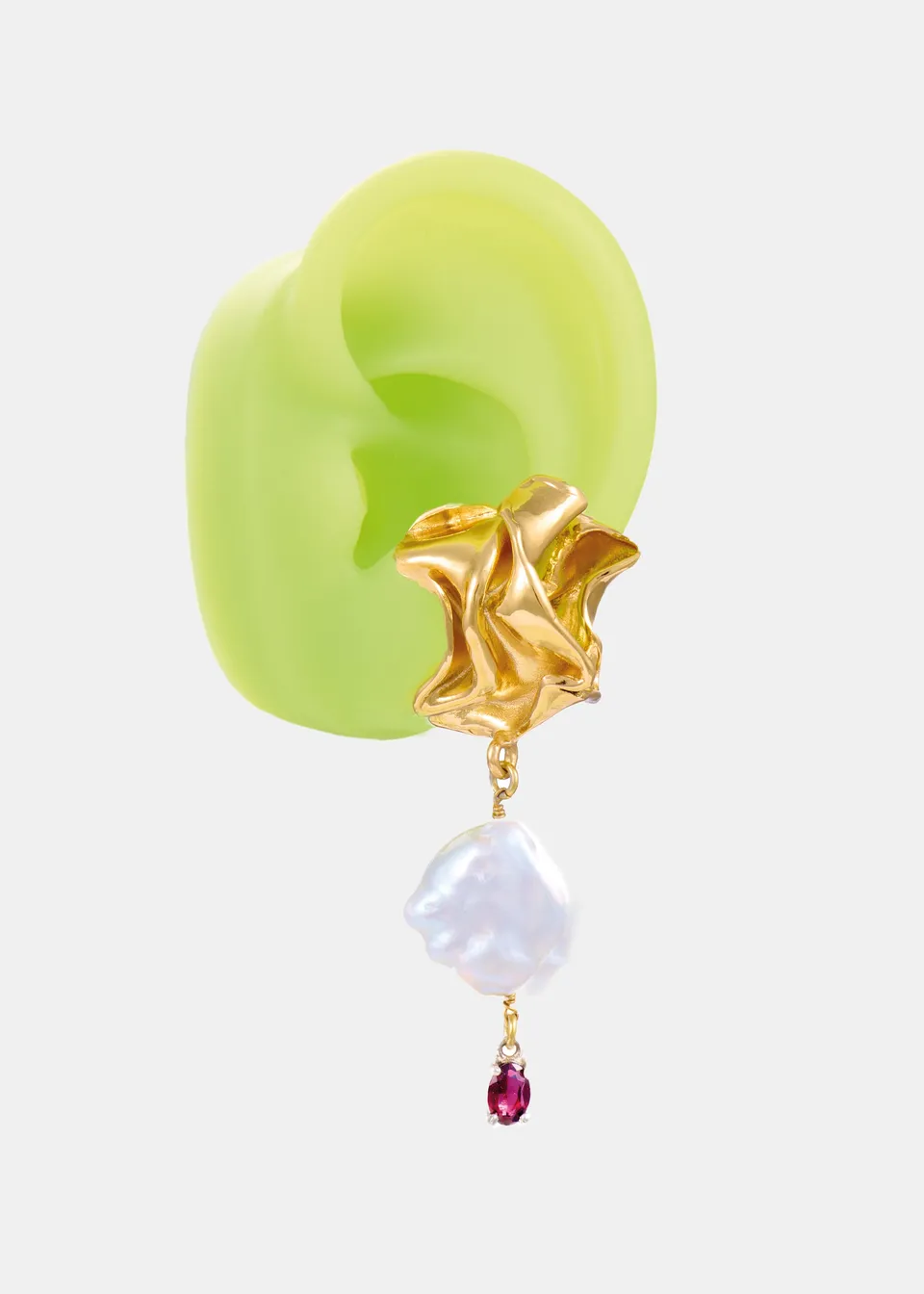 Voodoo Jewels Bold Shapes Rama earcuff perla oro