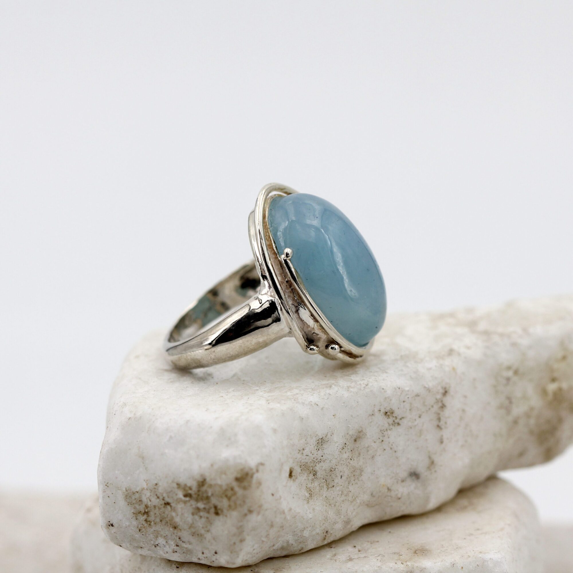 Anna Gioielli Anelli anello argento acquamarina latte cabochon