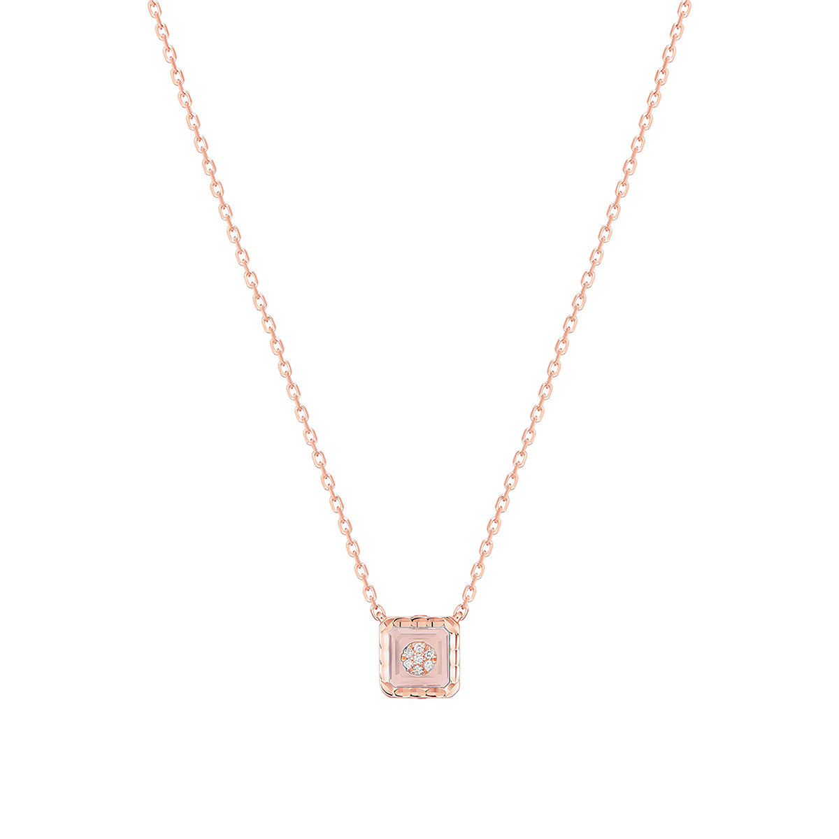 Korloff Je Play Collier carré collana oro rosa opale rosa