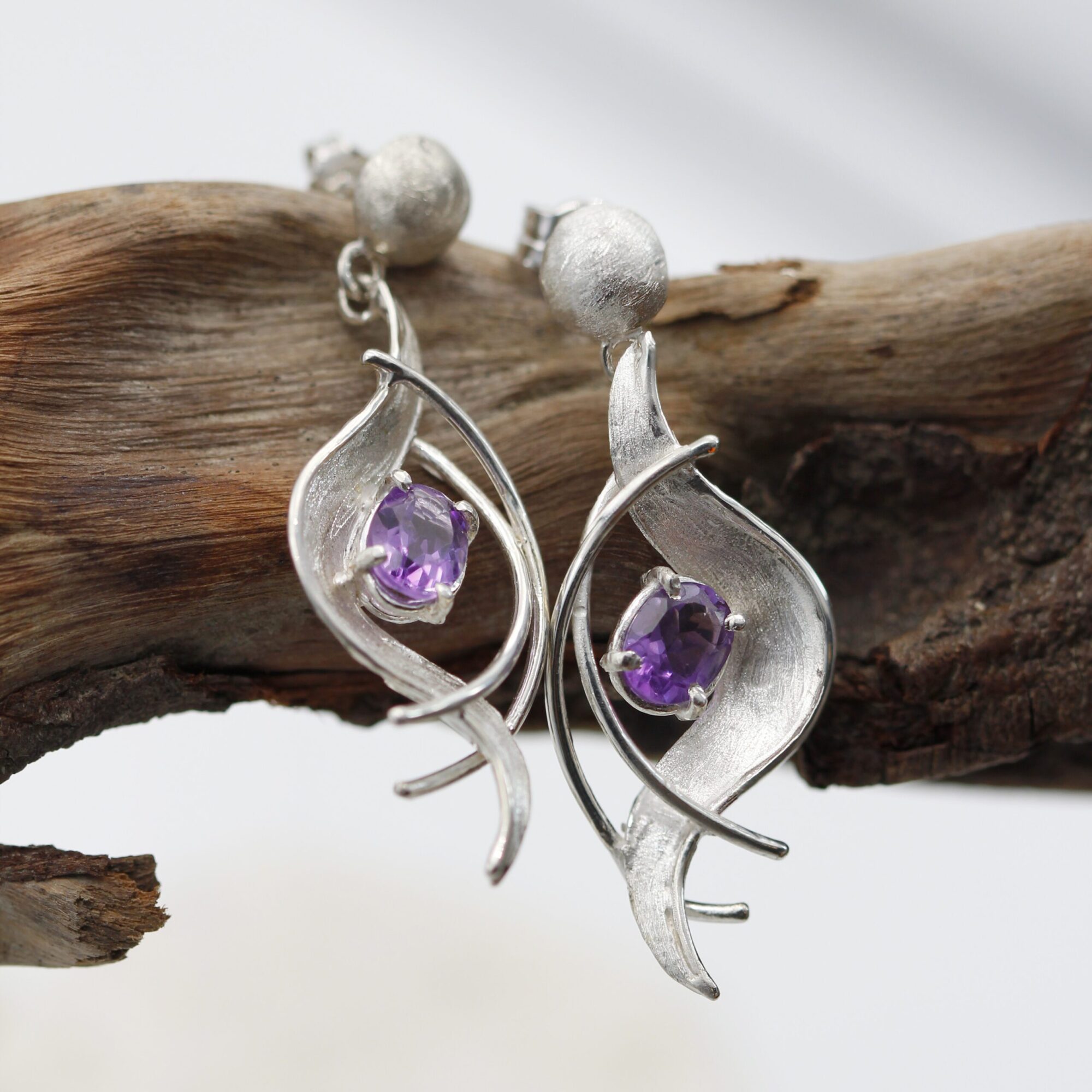 Anna Gioielli Orecchini Pendenti Argento Ametiste Viola 45 mm