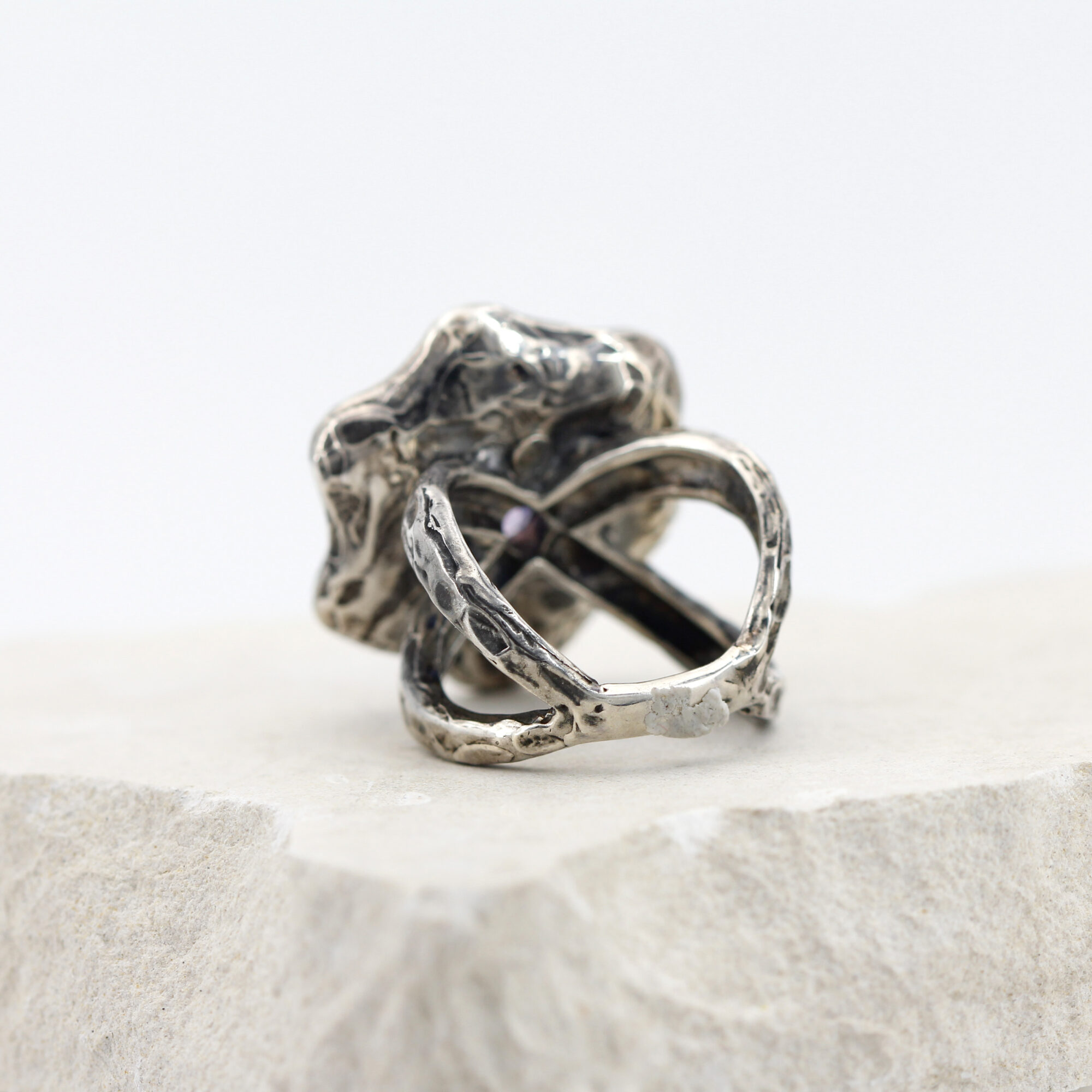 Anna Gioielli Winter Flower Anello Argento Fiore Ametista 28mm