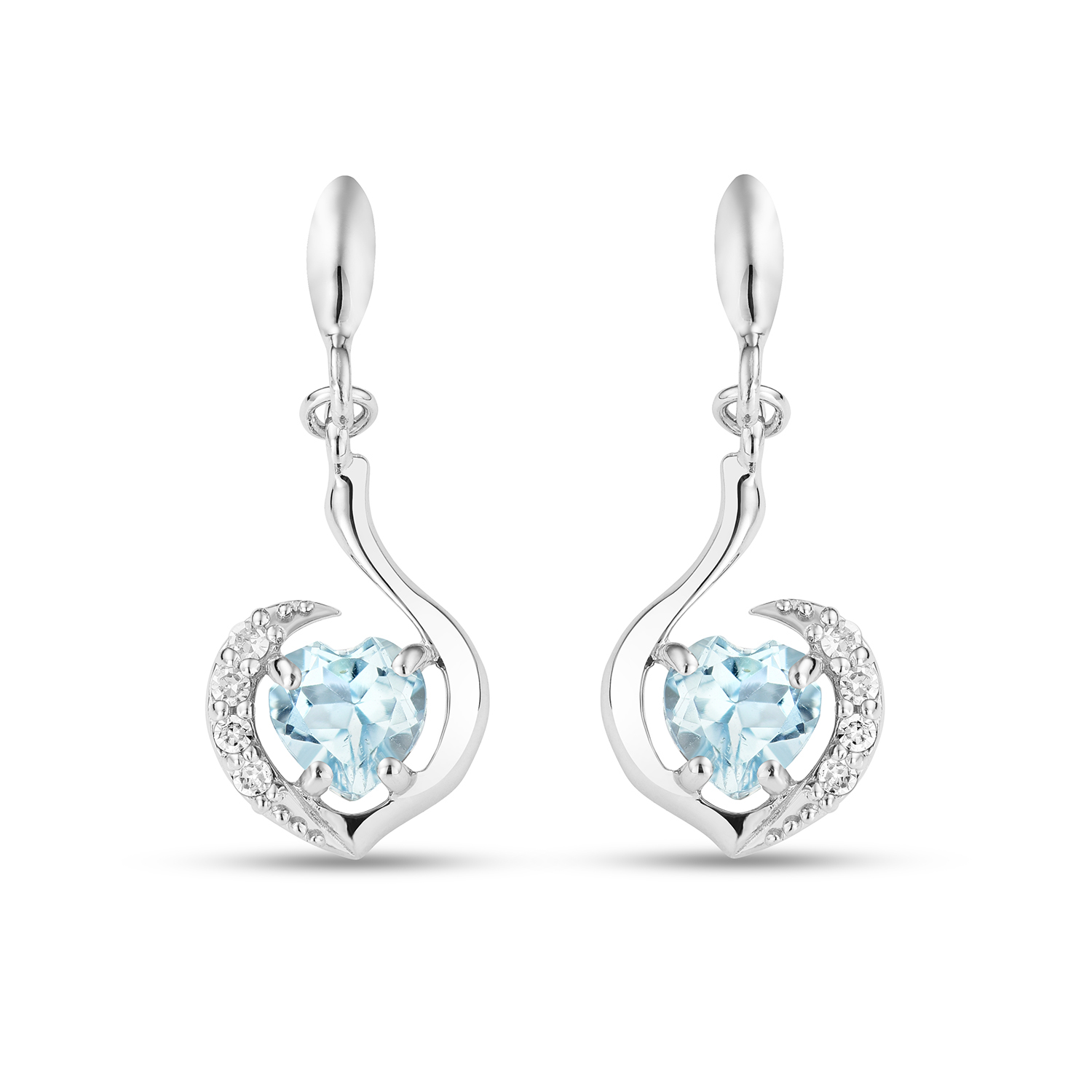 Miore Orecchini Oro Bianco 9Kt Topazio Blu