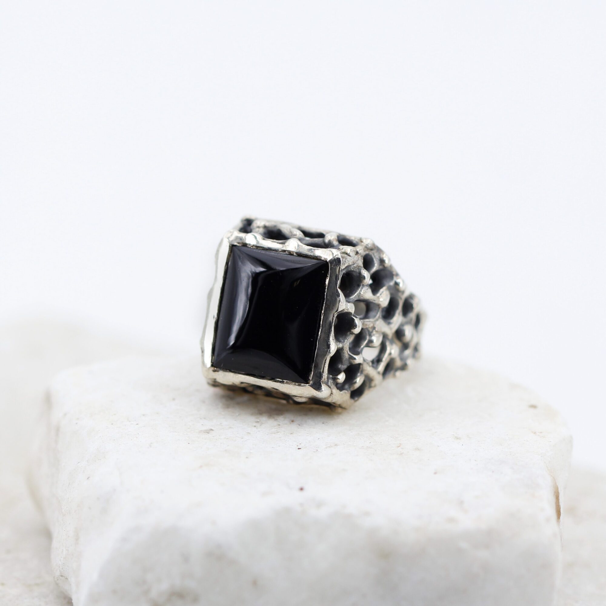 Anna Gioielli Marte anello argento onice nera 13x11,8 mm
