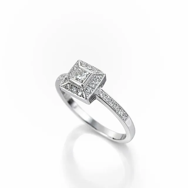 Anna Gioielli Square anello oro bianco diamante princess