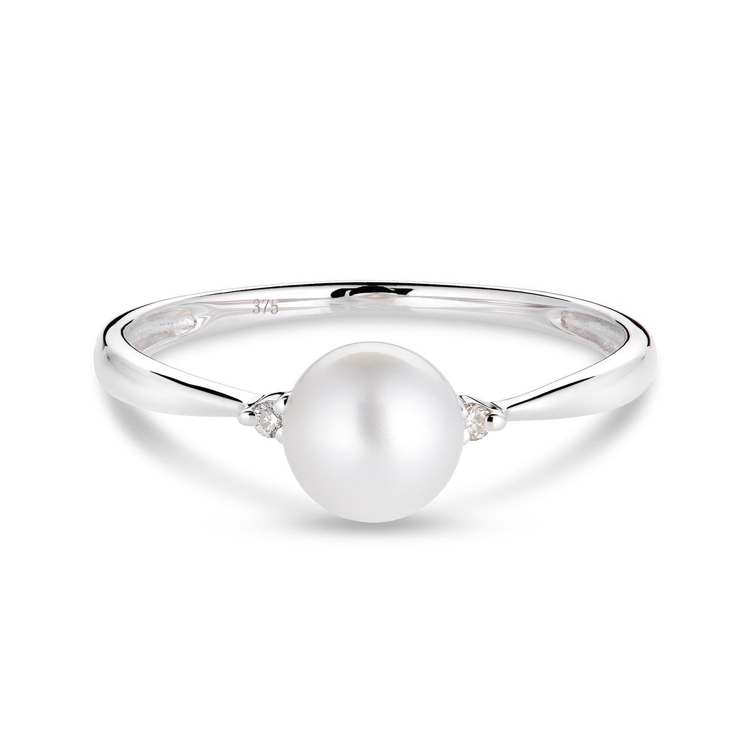 MIORE Anello Oro Bianco 375 Perla d'Acqua Dolce