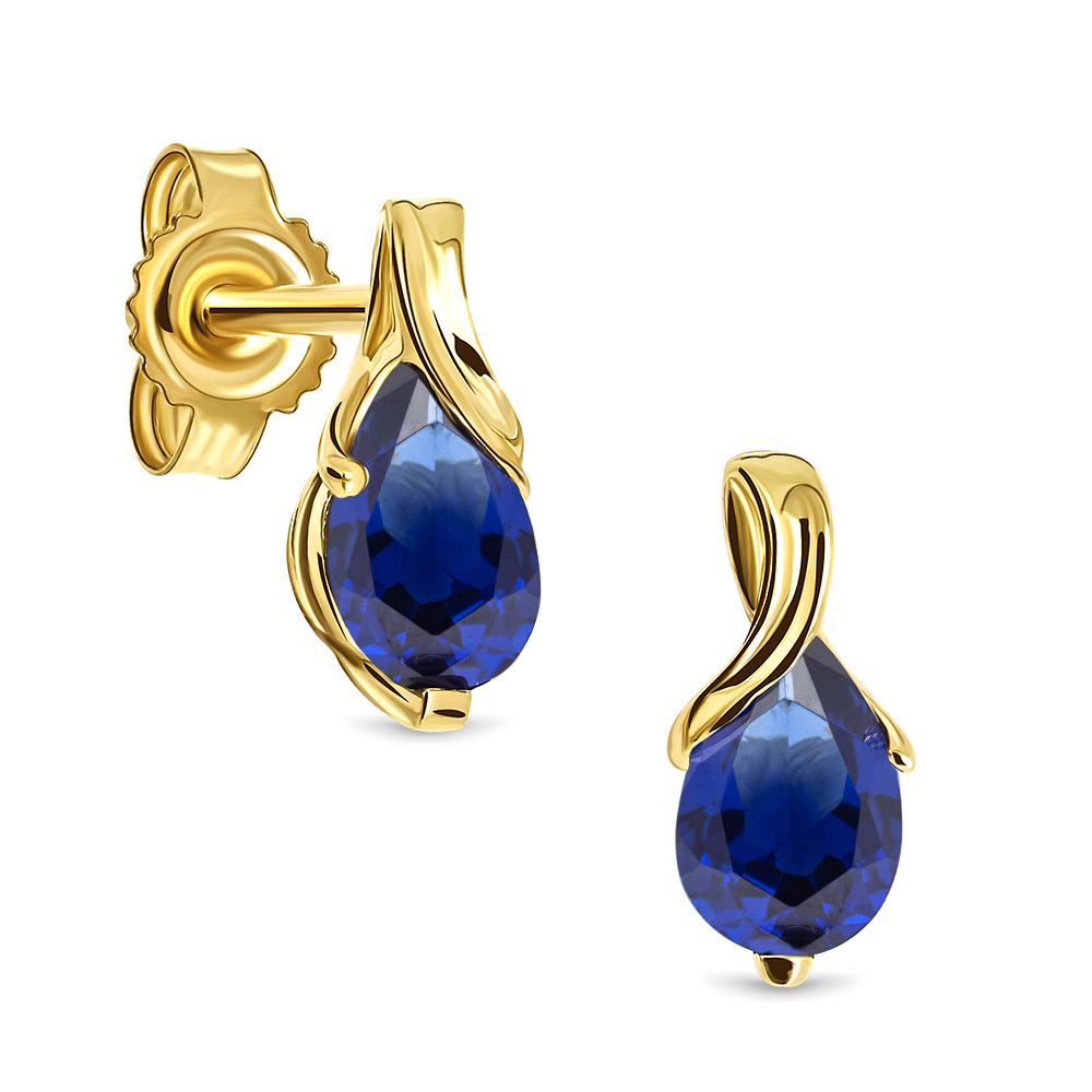 Miore Earrings Orecchini Oro Giallo 14Kt Zaffiro
