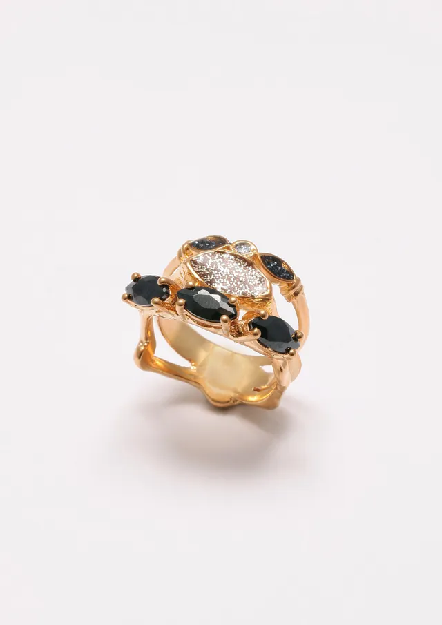 Voodoo Jewels Bold Shapes Dalia anello bronzo dorato marquise