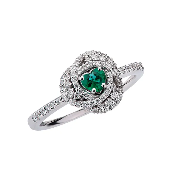 Polello Centrika Anello Oro con Smeraldo Verde