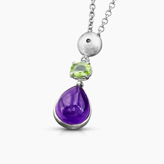 Anna Gioielli Pendenti ciondolo argento ametista goccia peridoto