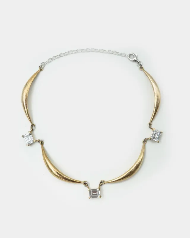 Voodoo Jewels Bold Shapes Callisto collana Brone zirconi smeraldo