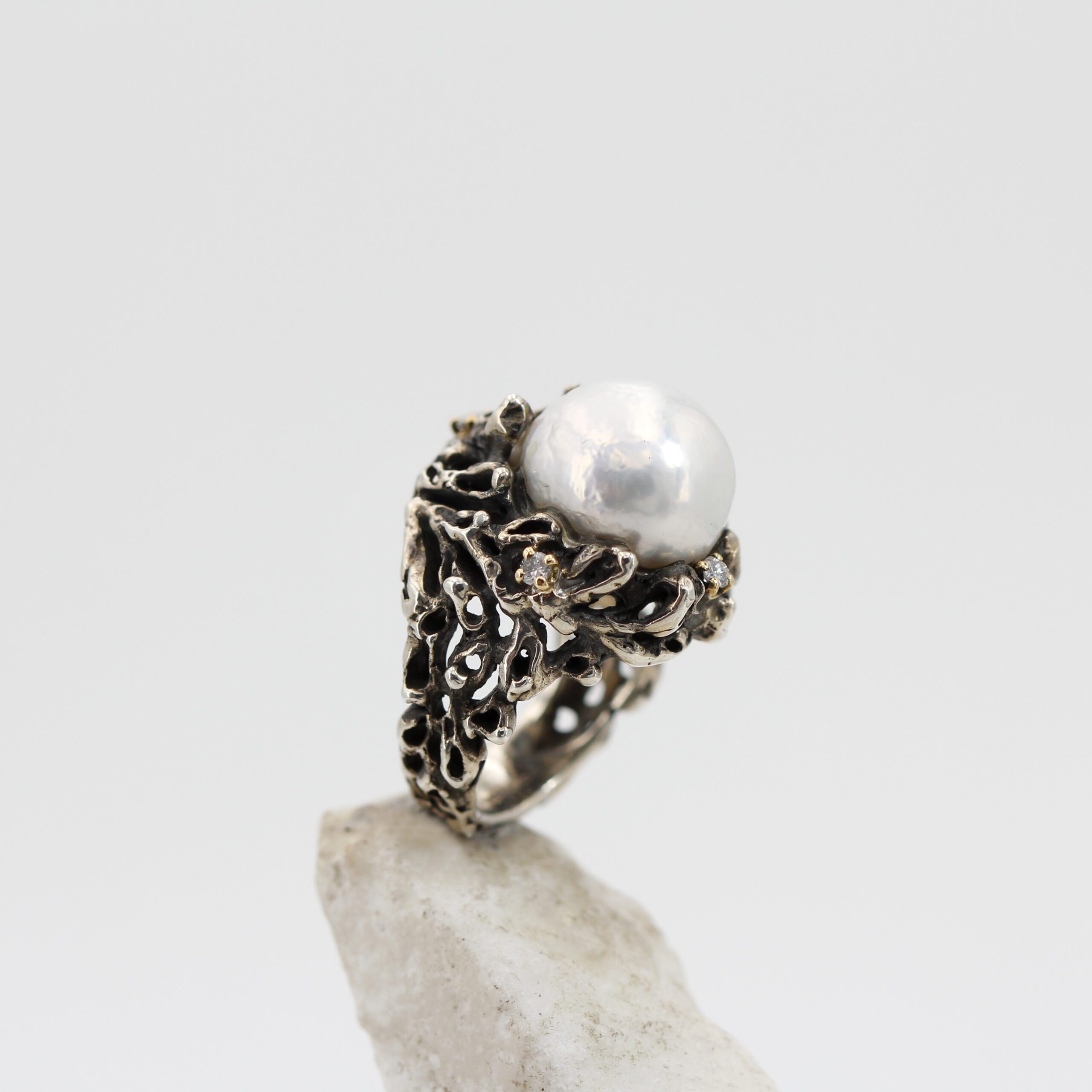 Anna Gioielli Anelli anello argento perla diamanti 0,06 ct