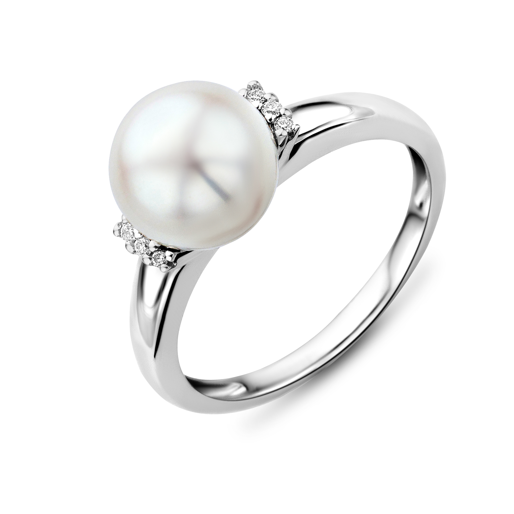 MIORE anello oro bianco 9kt perla d’acqua dolce