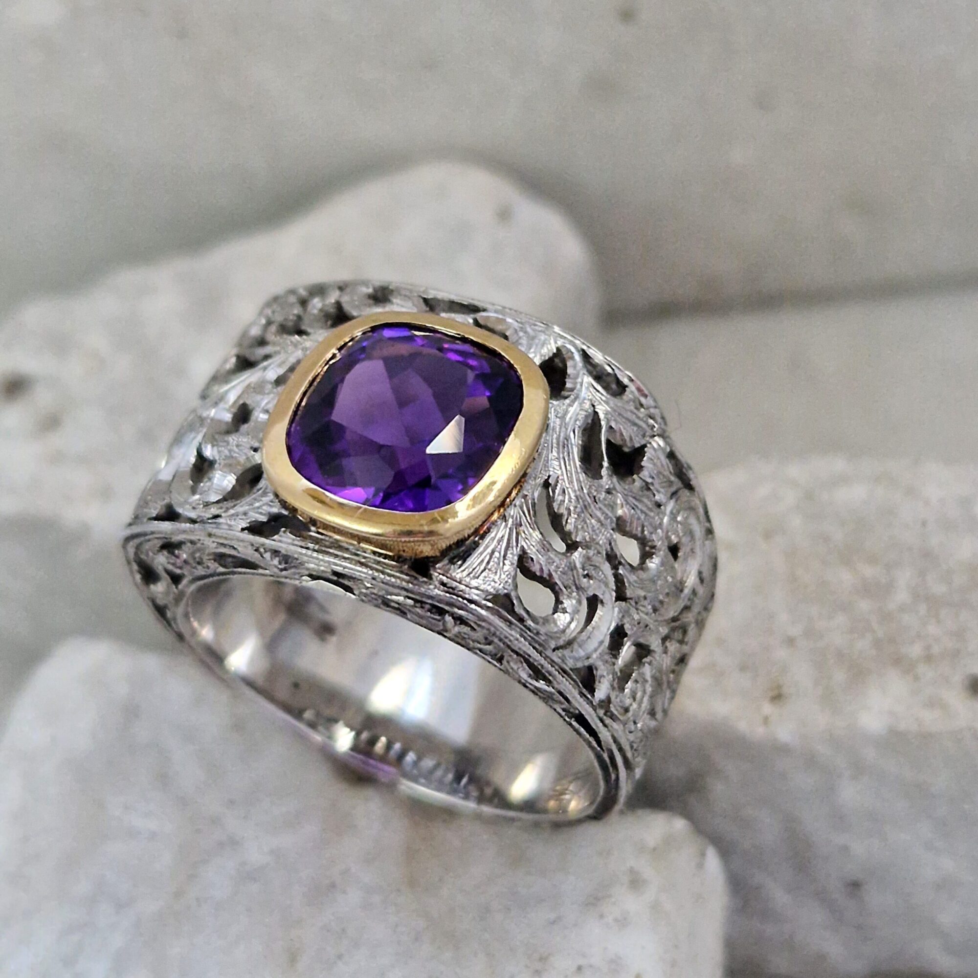 Anna Gioielli Jolly Jewels Ametista anello oro argento asimmetrico