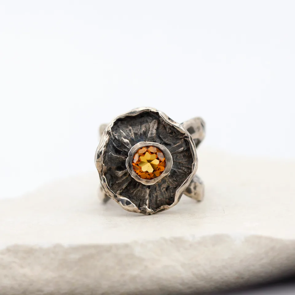 Anna Gioielli Winter Flower Anello Argento Quarzo Citrino