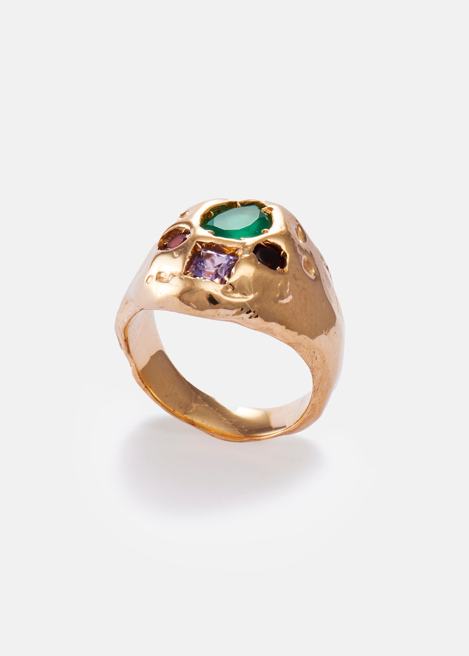 Voodoo Jewels Bold Shapes Izamal anello sigillo placcato oro
