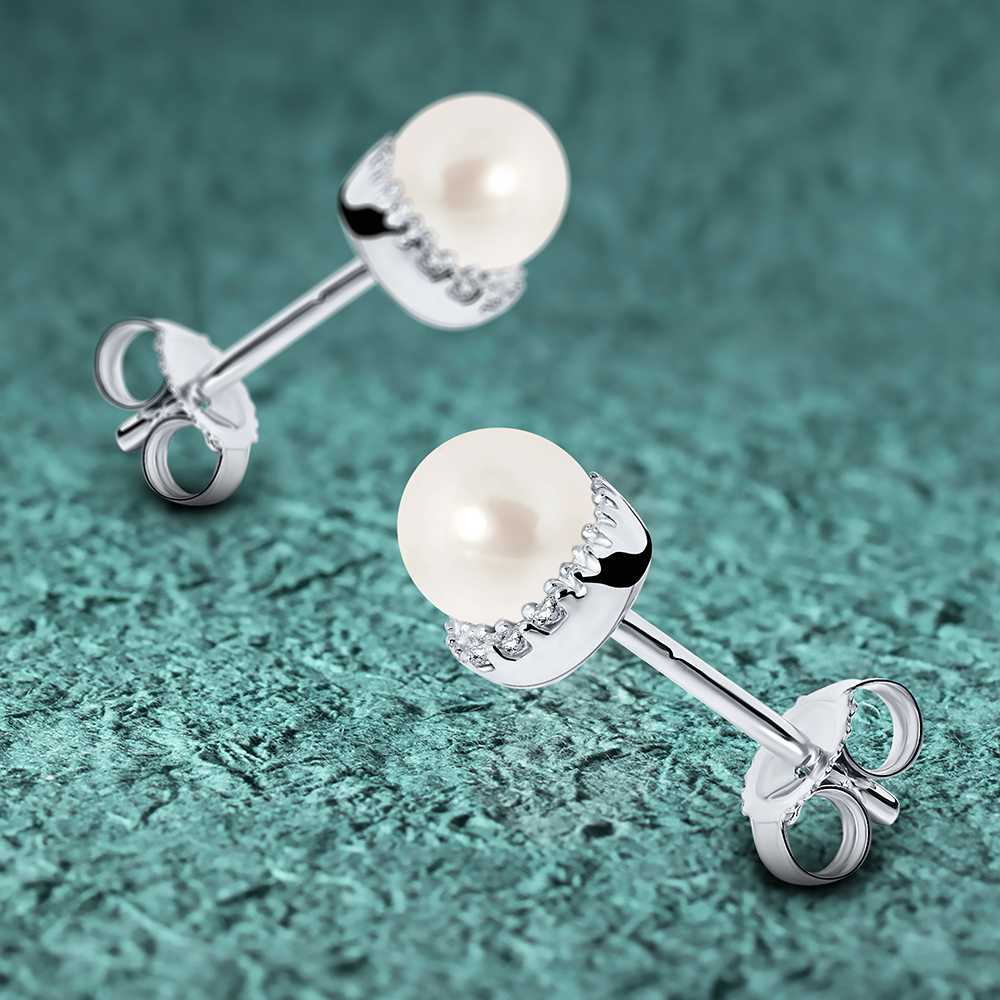 Miore Orecchini Oro Bianco 9Kt con Perla d'Acqua