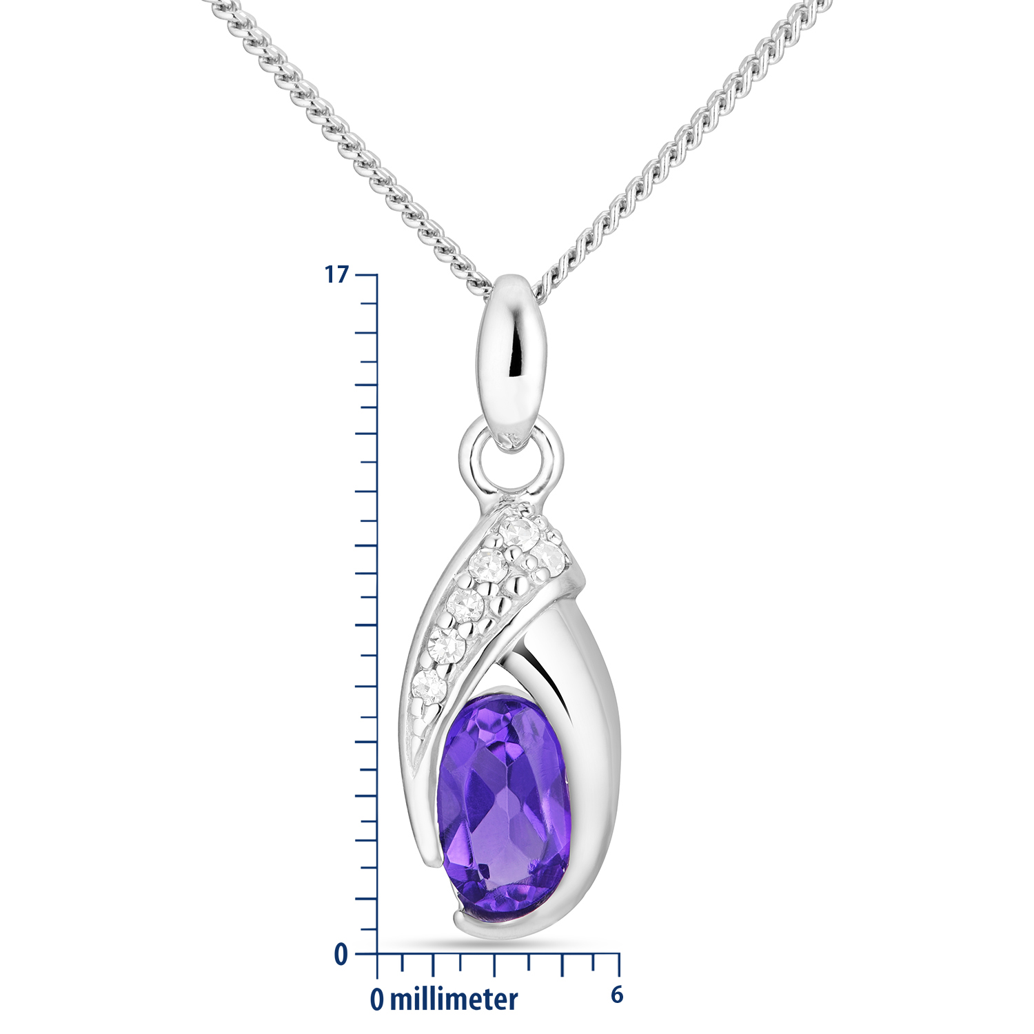 Miore Collana Oro Bianco 9Kt Ametista