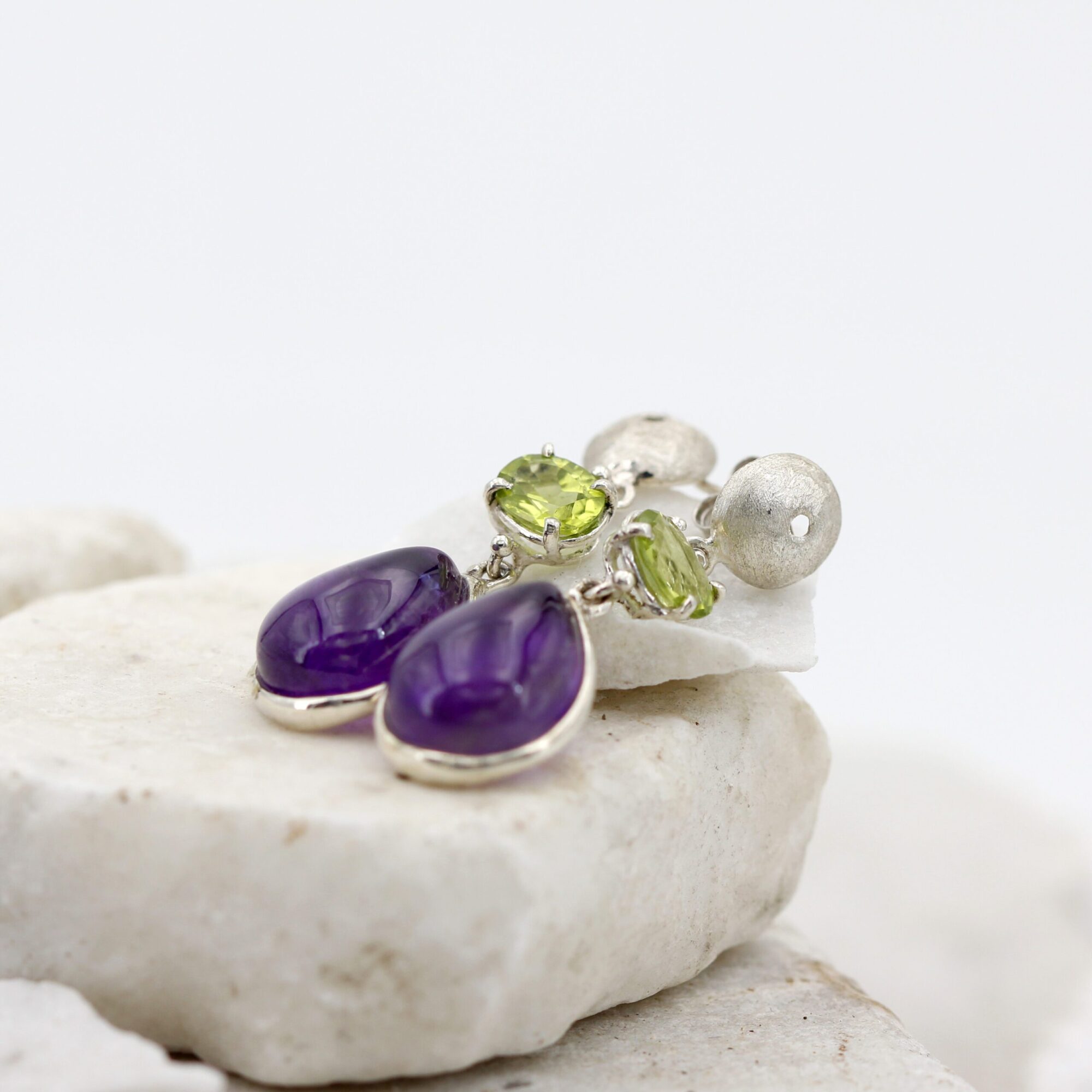 Anna Gioielli Orecchini argento ametista goccia peridoto 35 mm
