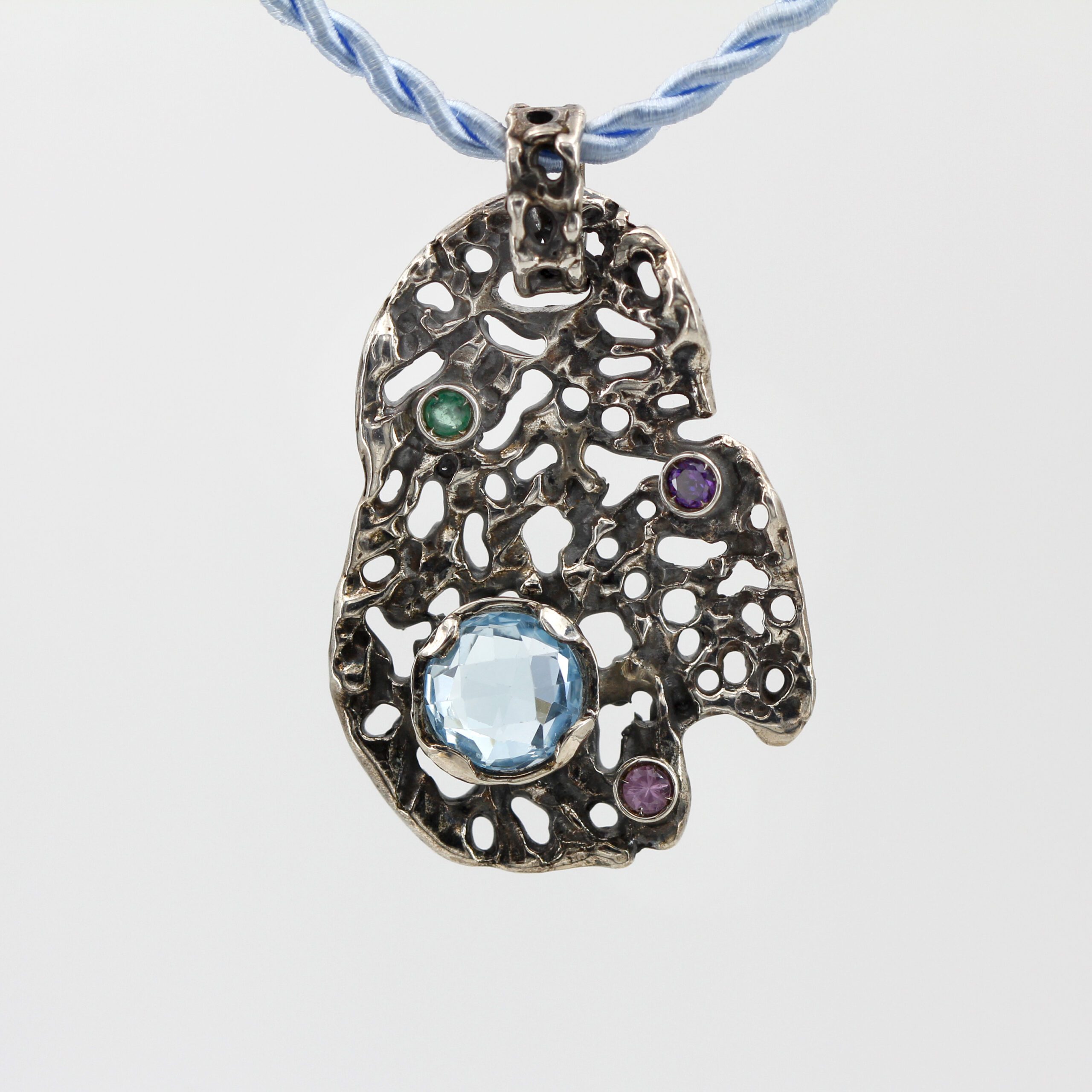 Anna Gioielli Collezione Marte ciondolo argento topazio blu
