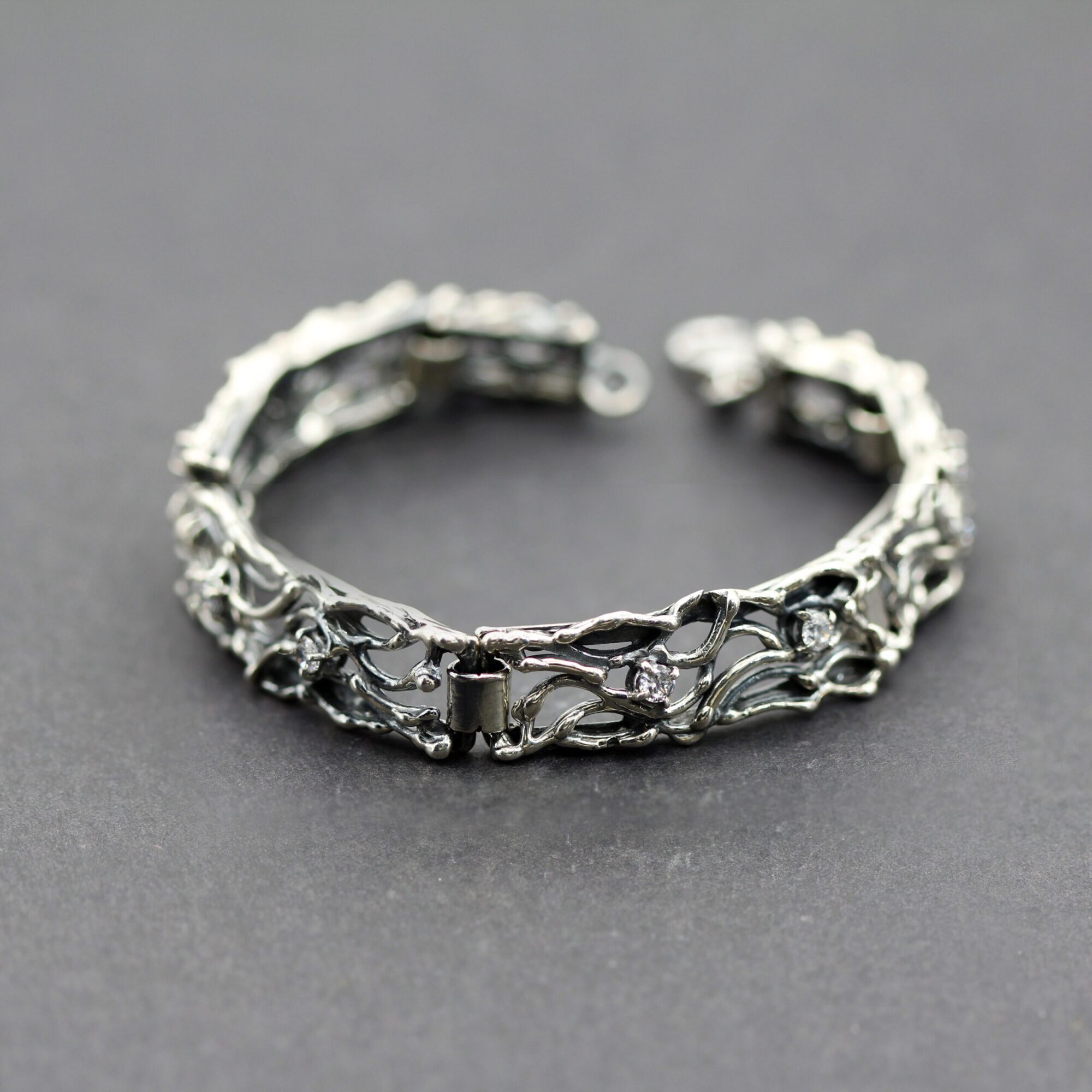Anna Gioielli Bracciale Argento Semirigido Zirconia Intrecciato 18 cm