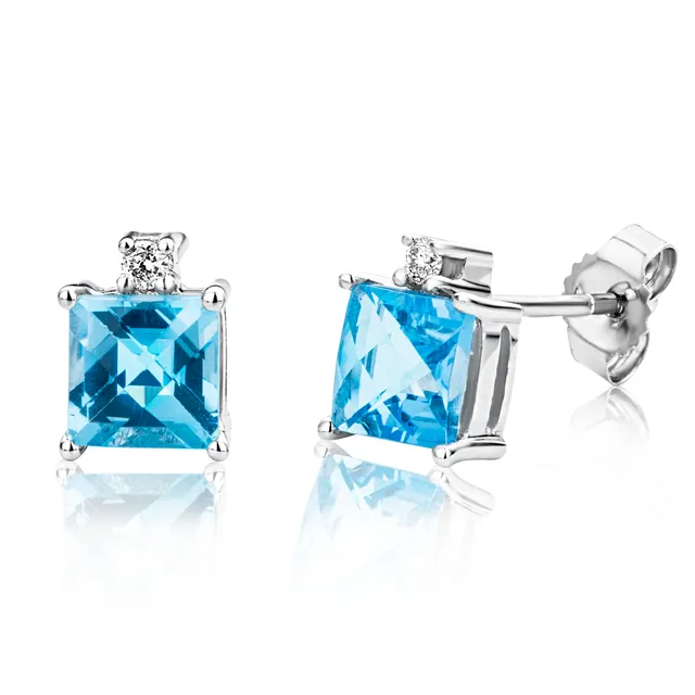 Miore Earrings Orecchini Oro Bianco Topazio Blu 9KT