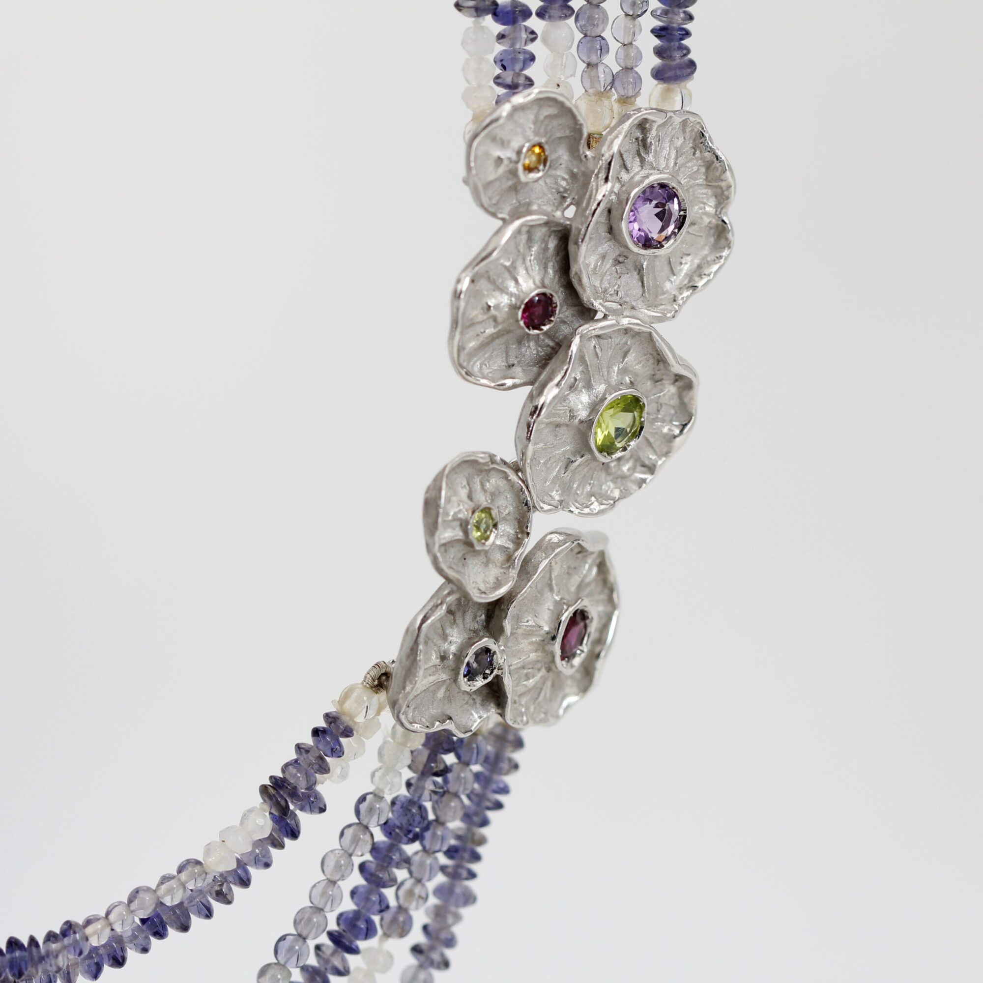 Anna Gioielli Winter Flower Collana argento iolite 6 fili 52 cm