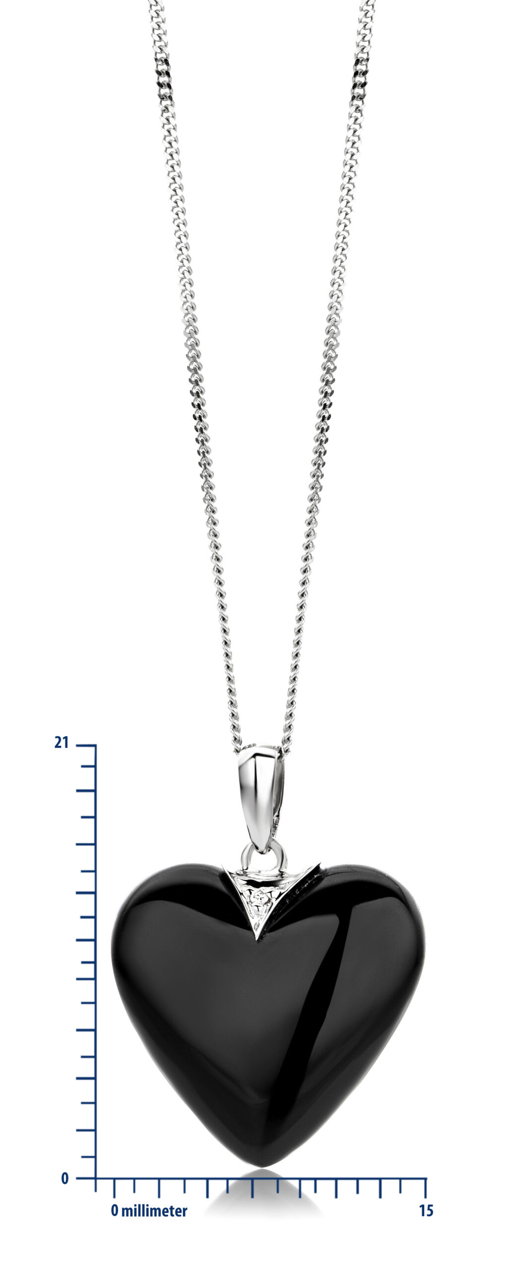 Miore Collana Oro Bianco 9Kt Agata Nera
