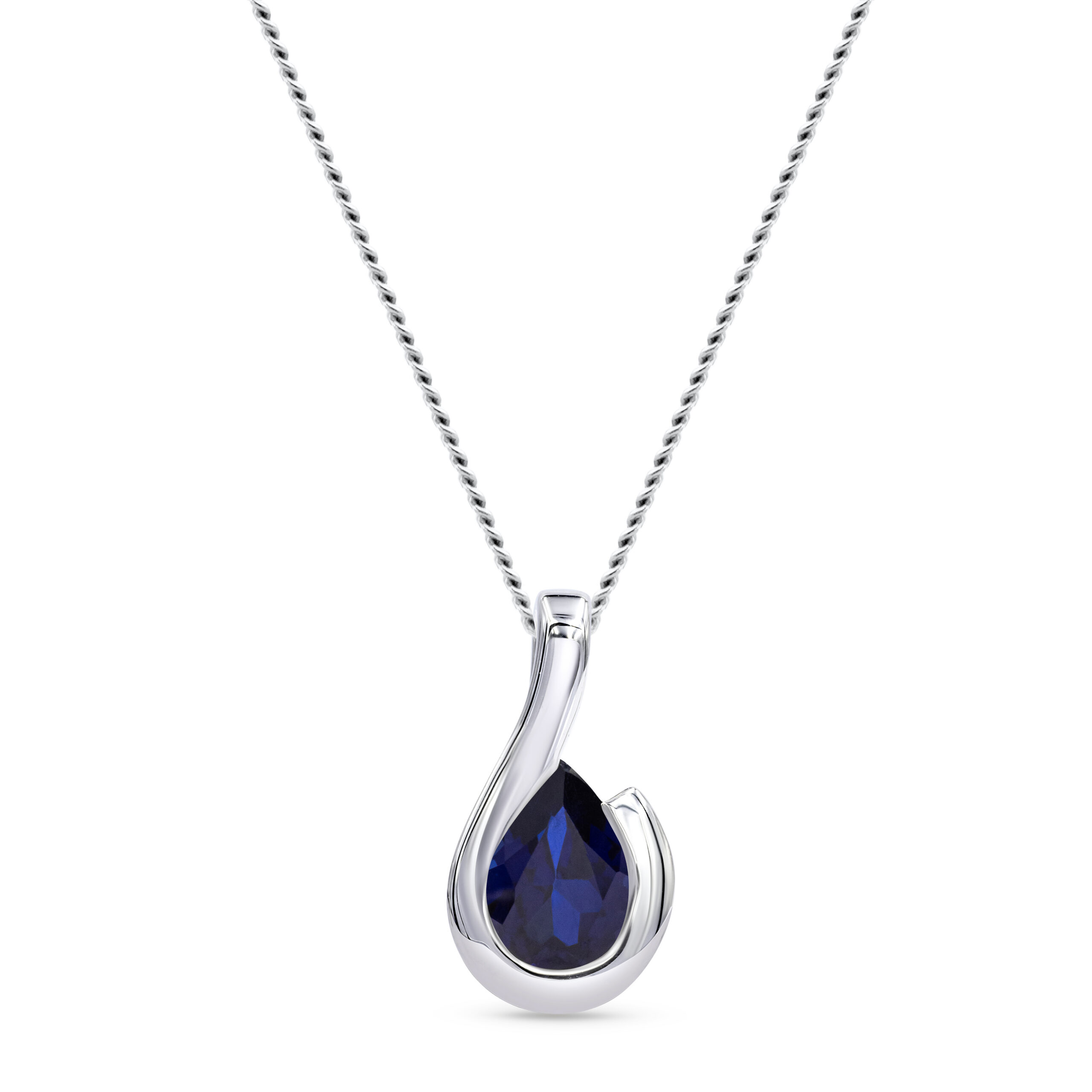 Miore Necklace collana oro bianco 375 zaffiro blu creato
