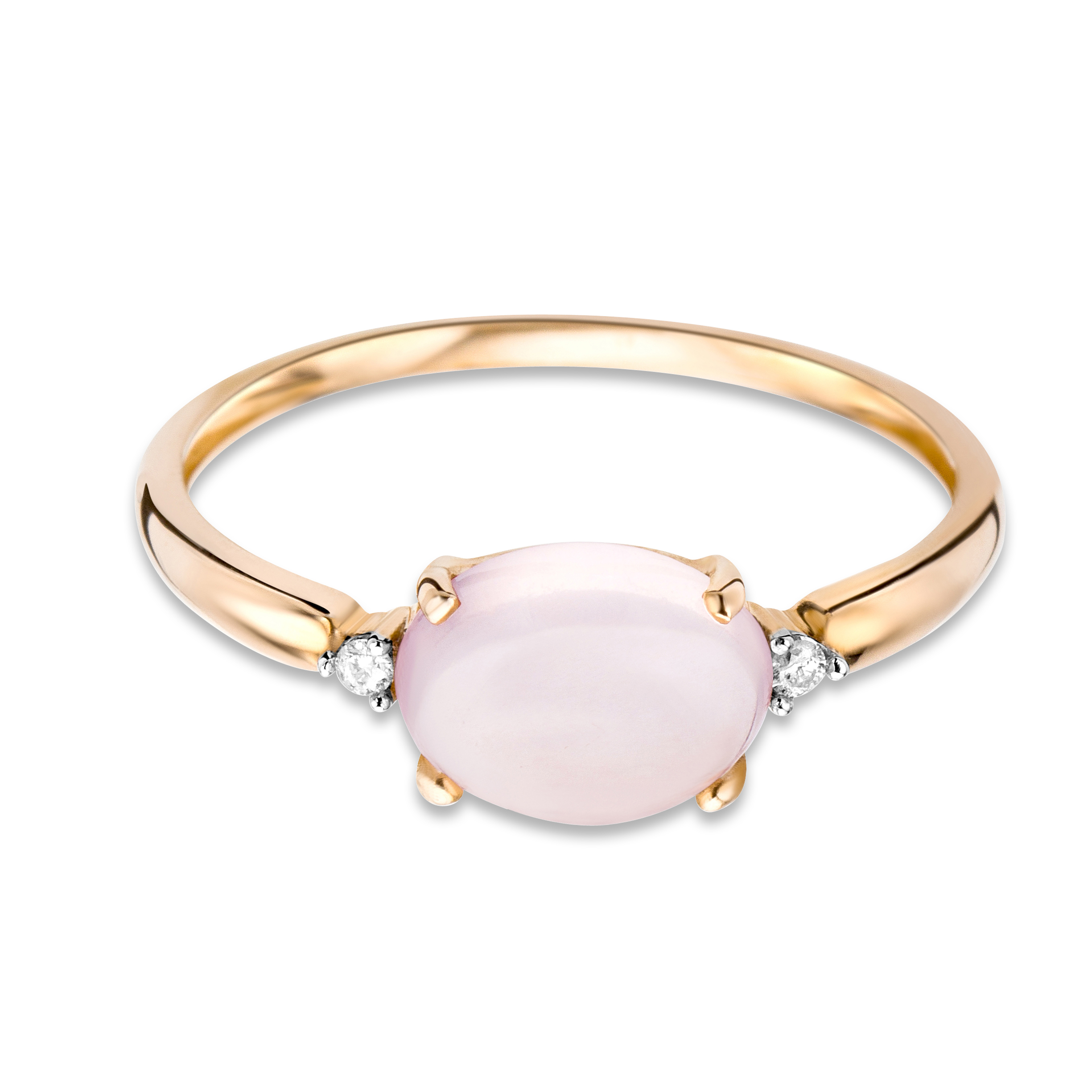 Miore Anello Oro Rosa 9Kt con Quarzo Rosa