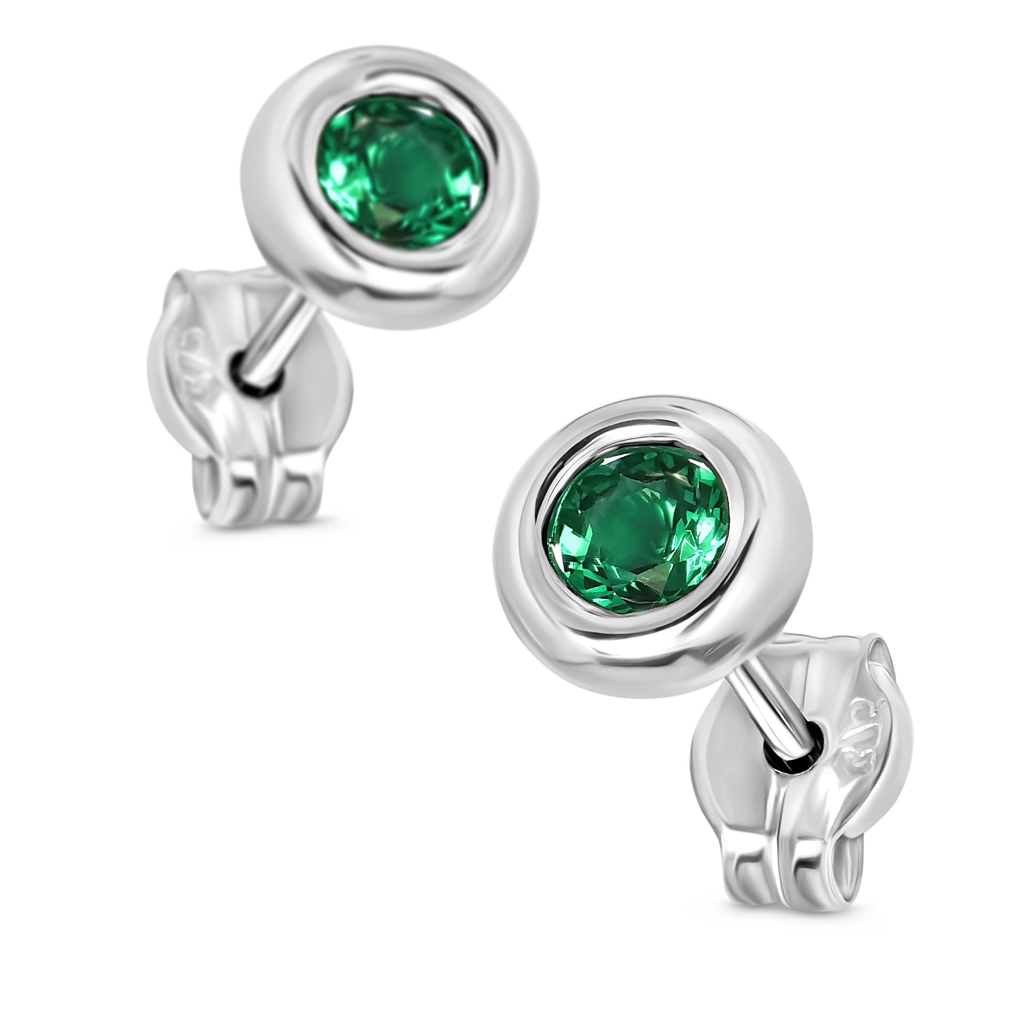 Miore Orecchini Oro Bianco 9Kt Smeraldo