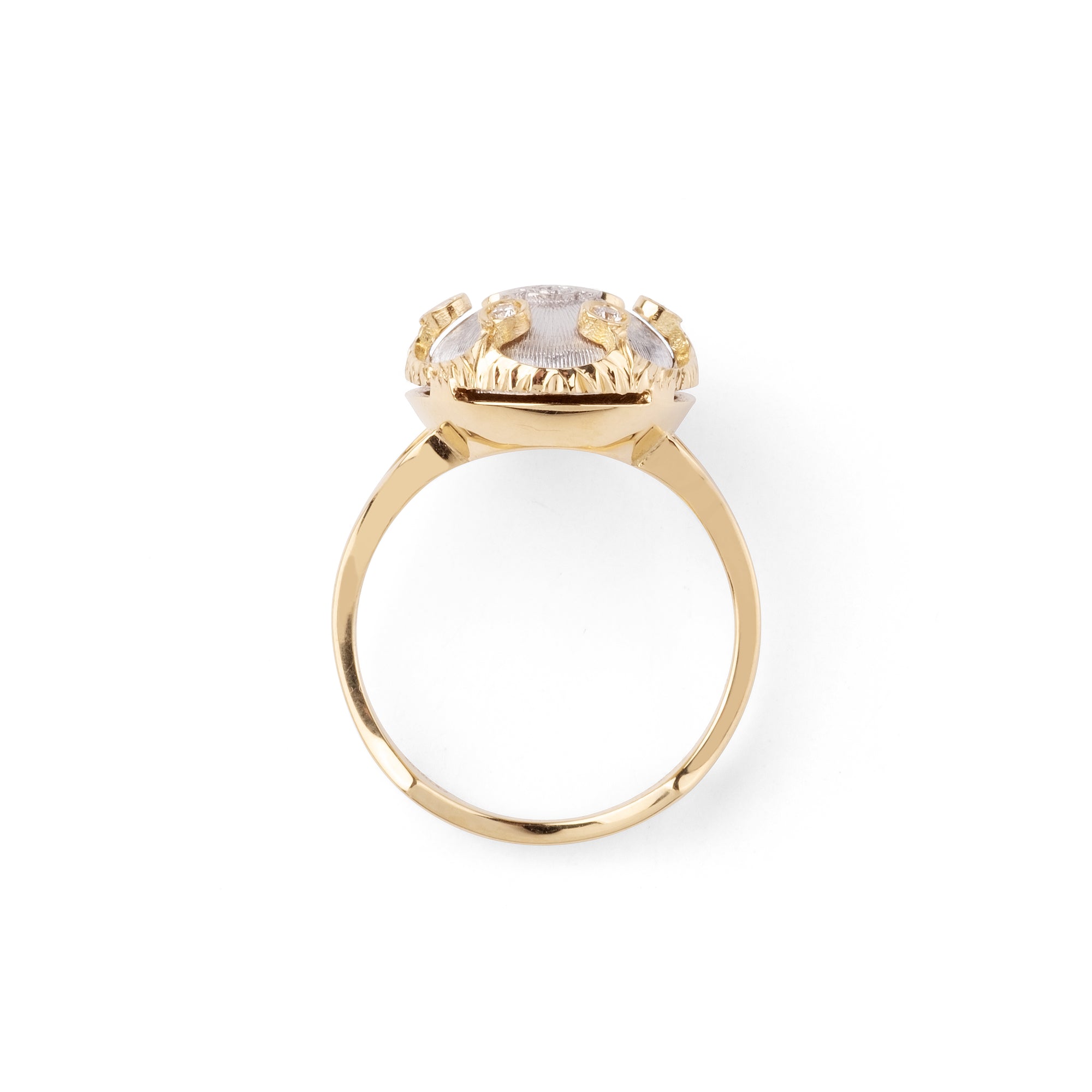 Noi Gioielli Firenze 1873 Ornato anello corona oro giallo diamanti 0,14 ct