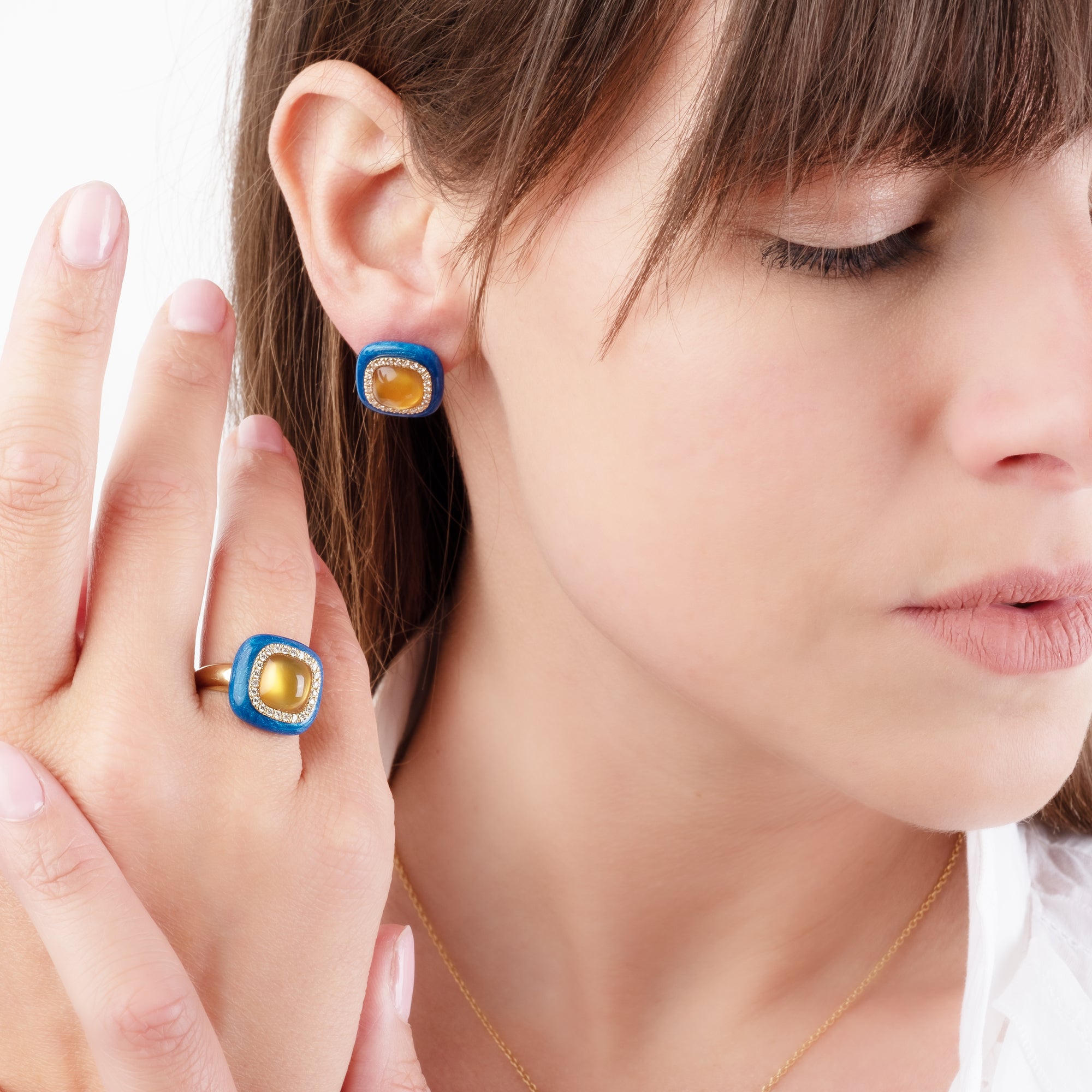 Noi Gioielli Mistica anello oro giallo 18k citrino diamanti