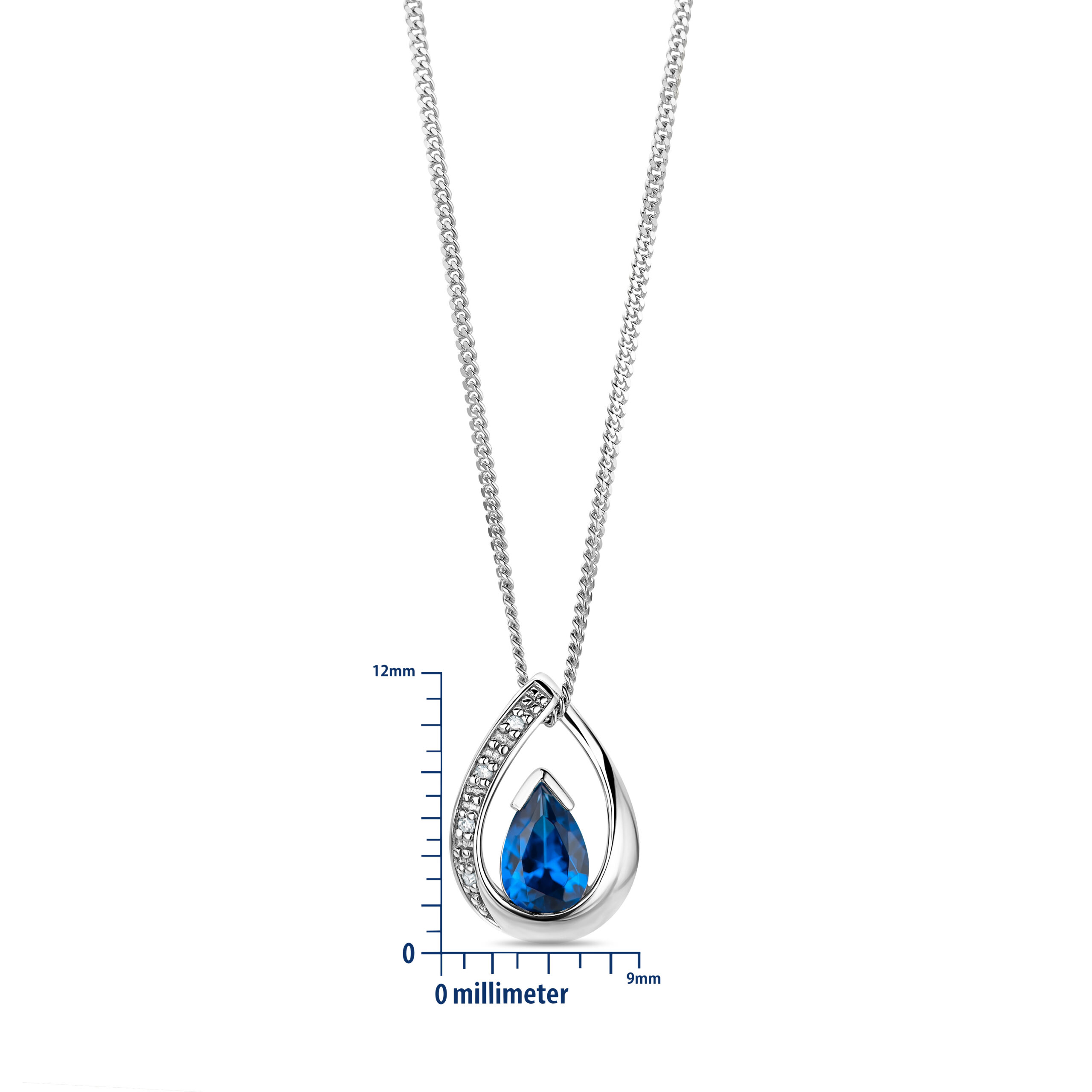 Miore Necklace collana oro bianco 9kt zaffiro creato