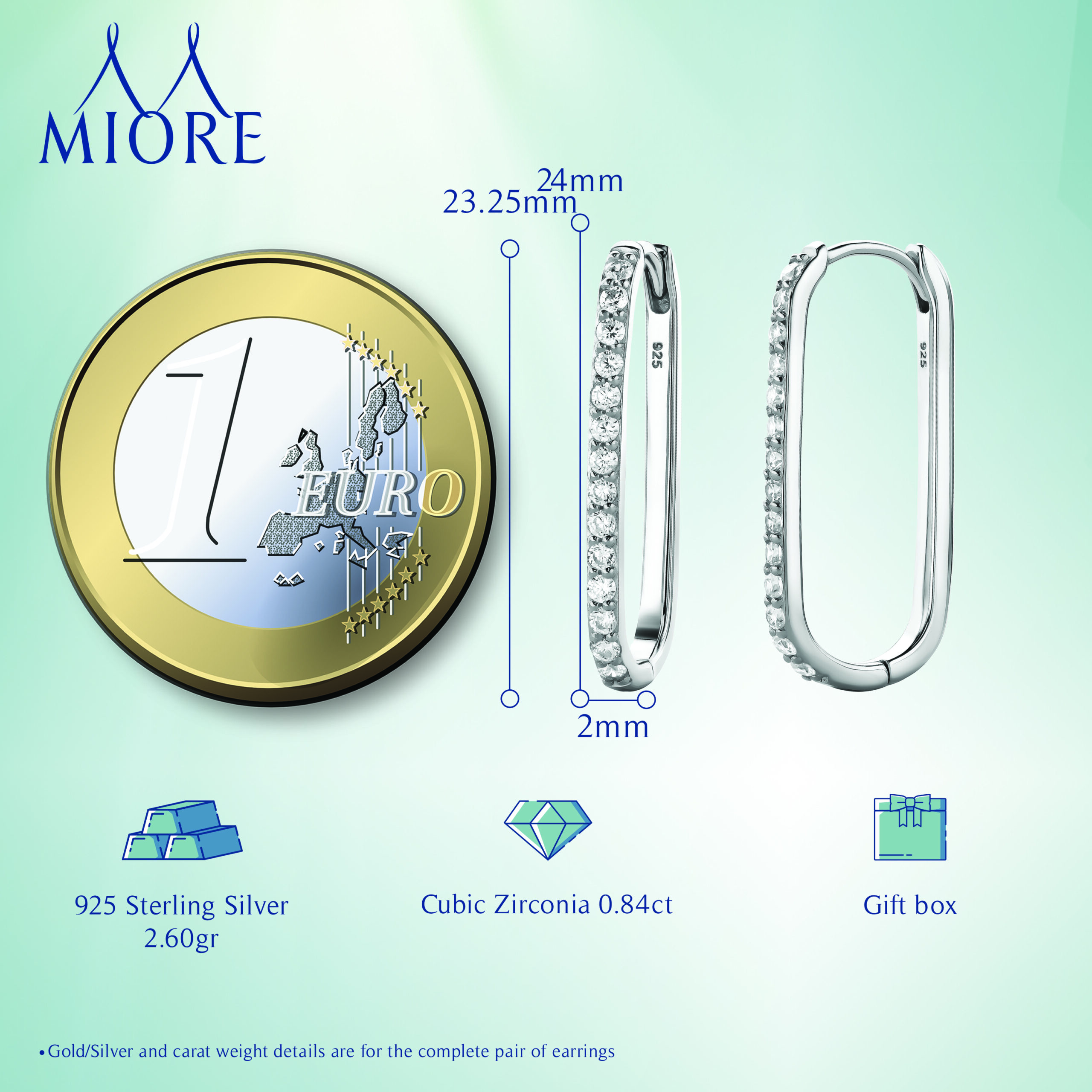 Miore Earrings orecchini argento sterling zirconia bianca
