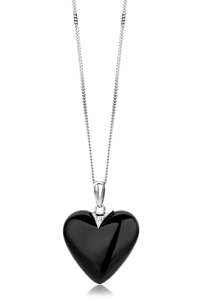 Miore Collana Oro Bianco 9Kt Agata Nera