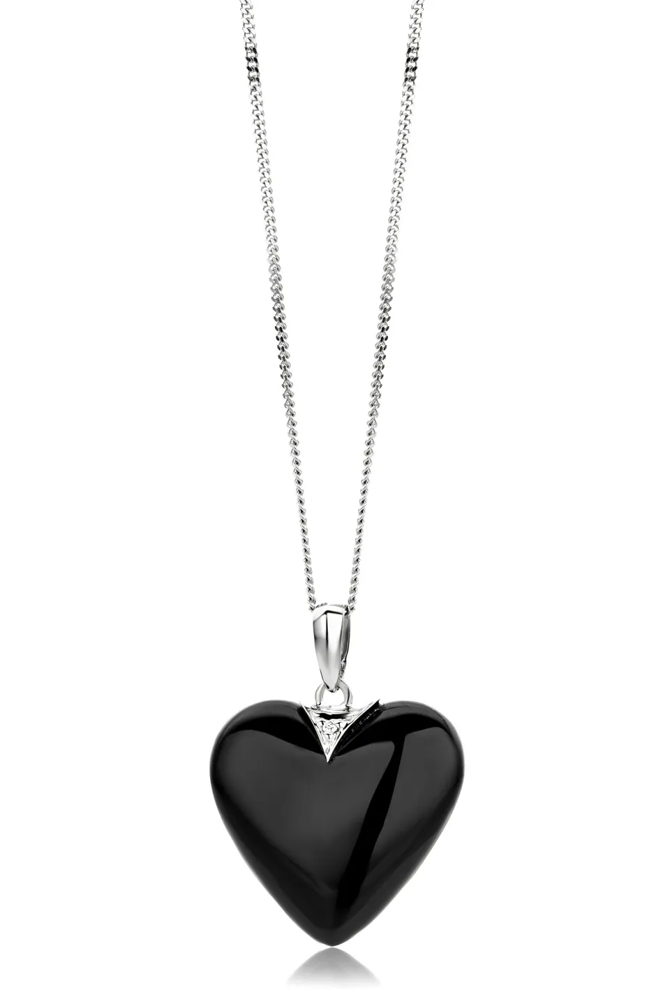 Miore Collana Oro Bianco 9Kt Agata Nera