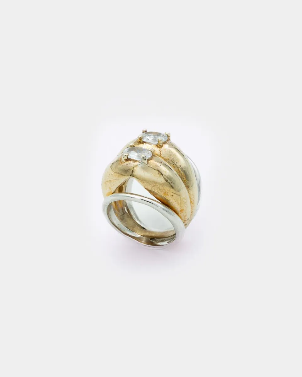 Voodoo Jewels Bold Shapes Ananke anello argento zirconi