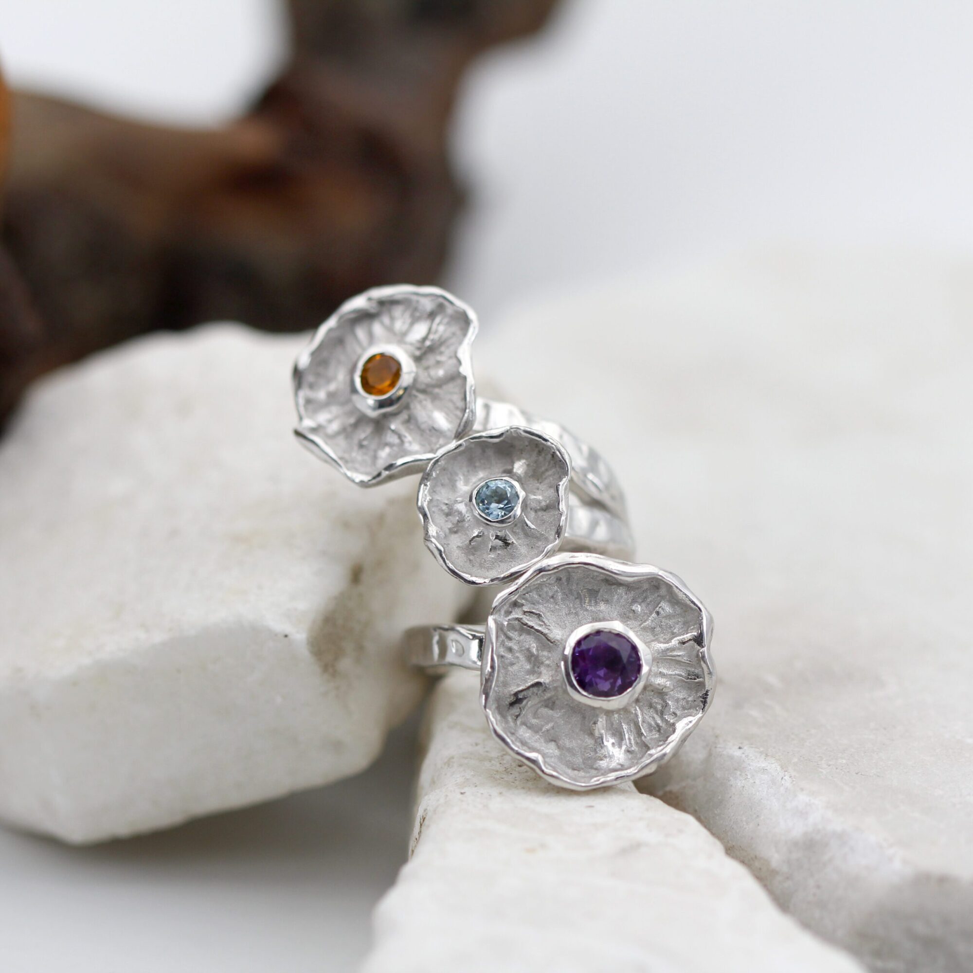 Anna Gioielli Winter Flower Anello argento fiori rotanti 48mm