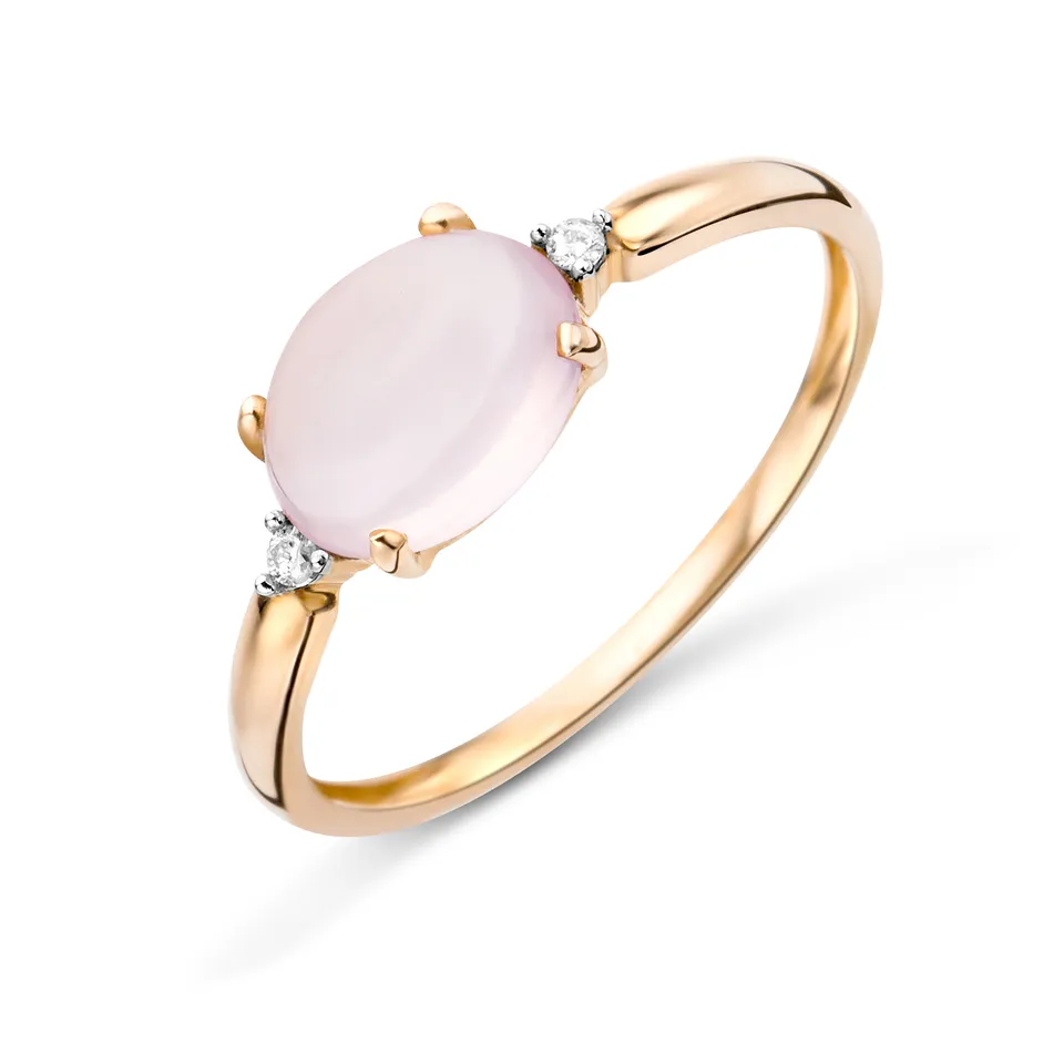 Miore Anello Oro Rosa 9Kt con Quarzo Rosa