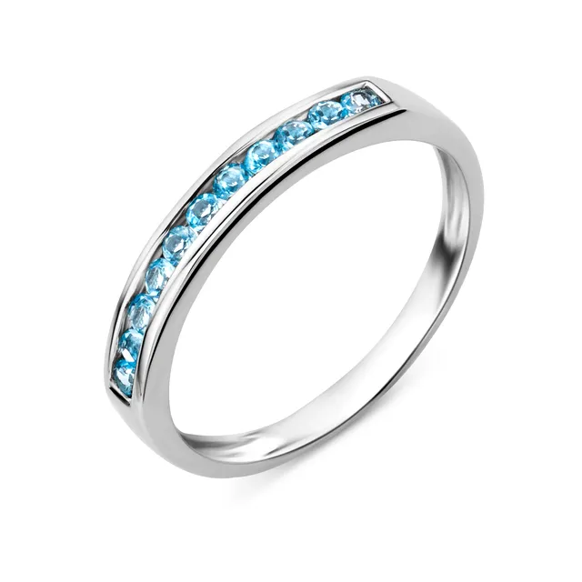 Miore anello oro bianco 9Kt topazio blu
